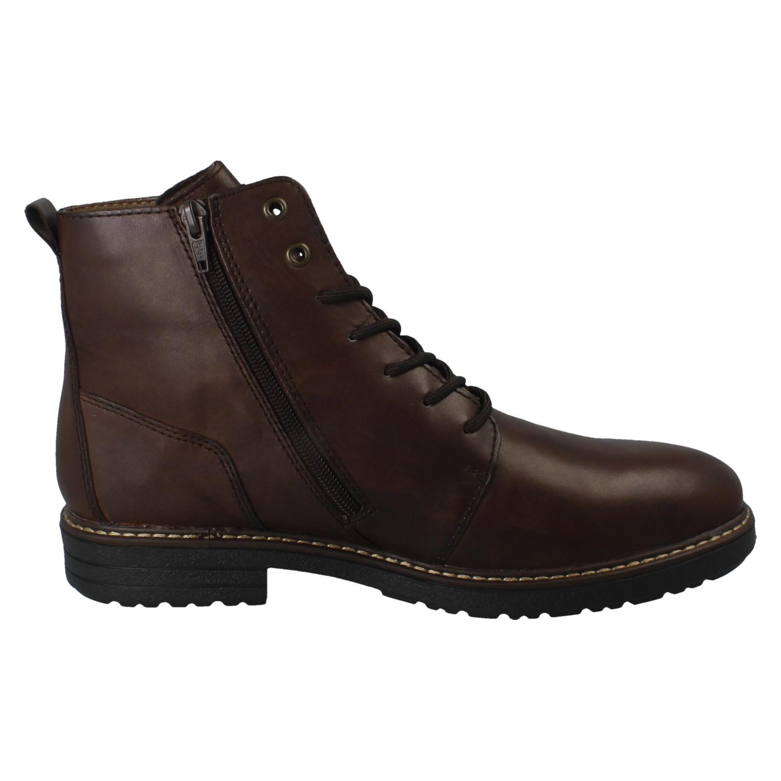 Mens Rieker Combat Zip & Lace Fastening Fleece Lined R-Tex Ankle Boots *33143* - Picture 9 of 10