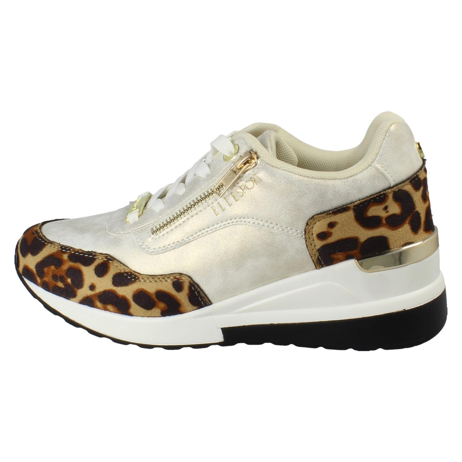 Zapatillas Casual De Cuña Con Cordones De Leopardo Para Dama Elle Sport "F7R316" - Imagen 3 de 10