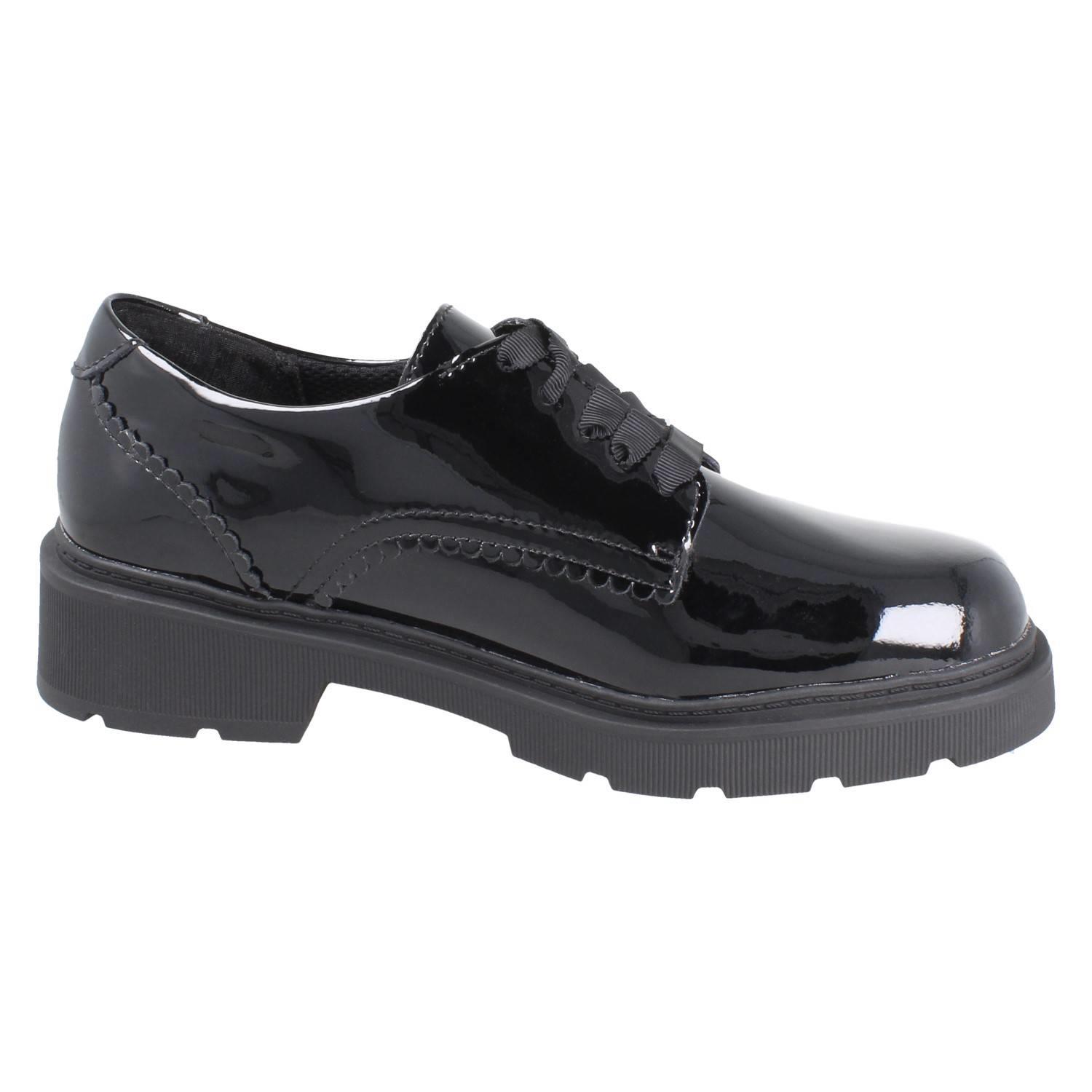 Girls Clarks Scalloped Edge Chunky Sole Leather Lace Up School Shoes *Eris Pure* - Picture 18 of 21