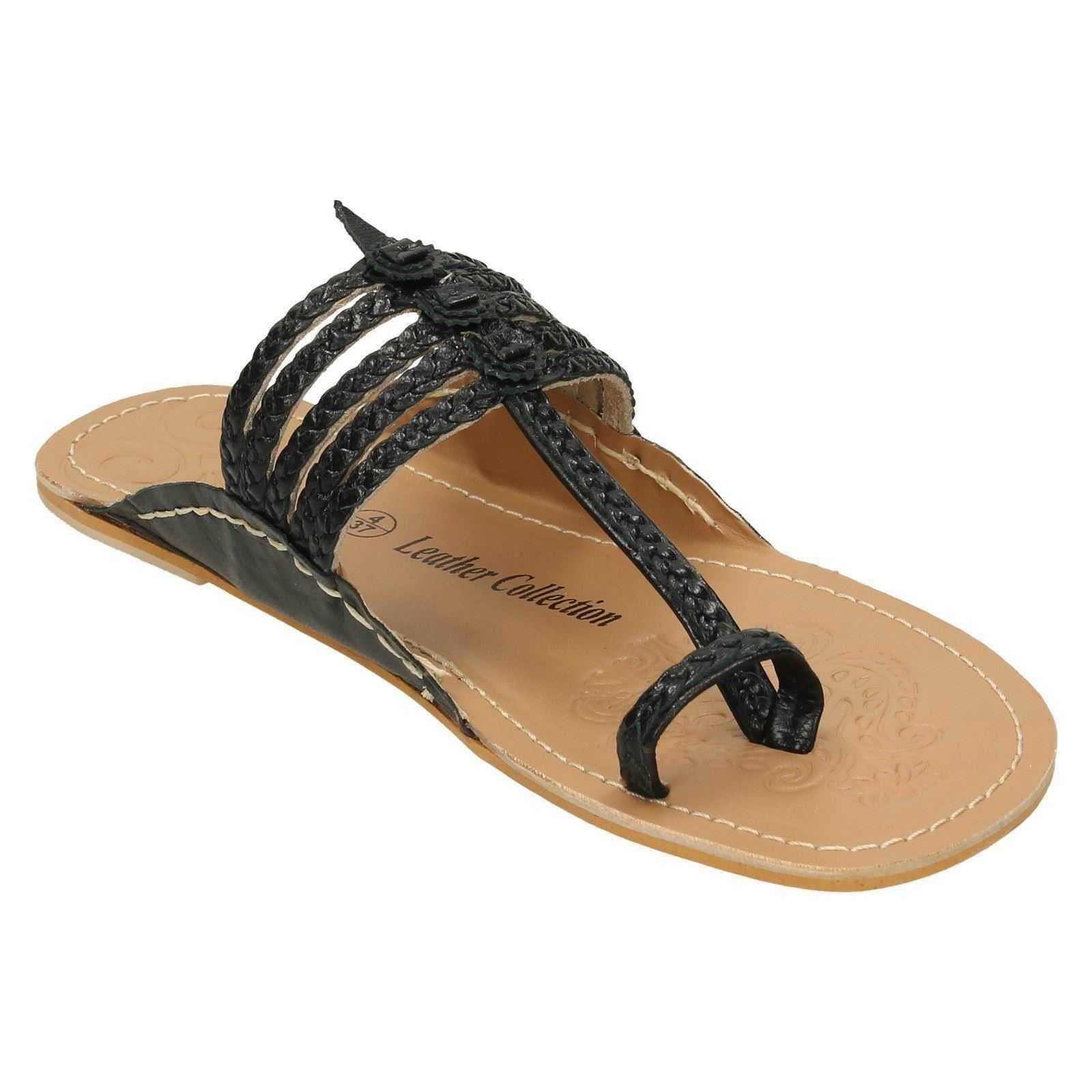 Ladies Leather Collection Flat Toeloop 'Braided Sandals' - Picture 8 of 55