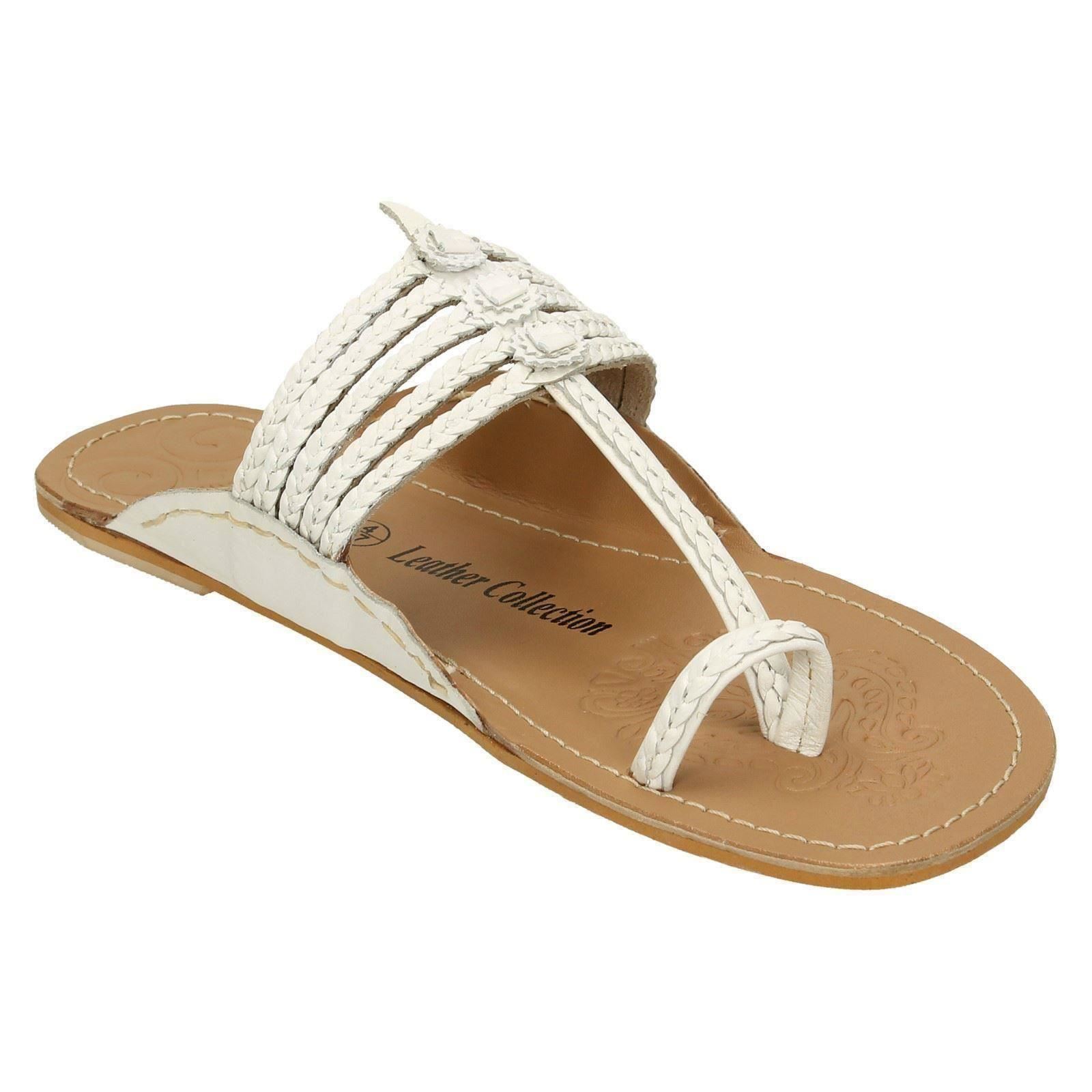 Ladies Leather Collection Flat Toeloop 'Braided Sandals' - Picture 53 of 55