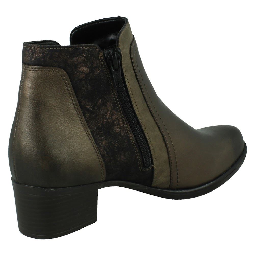 Damen Remonte Doppelverschluss Leder Absatz Block abnehmbare Sohle Stiefeletten - Bild 15 von 19