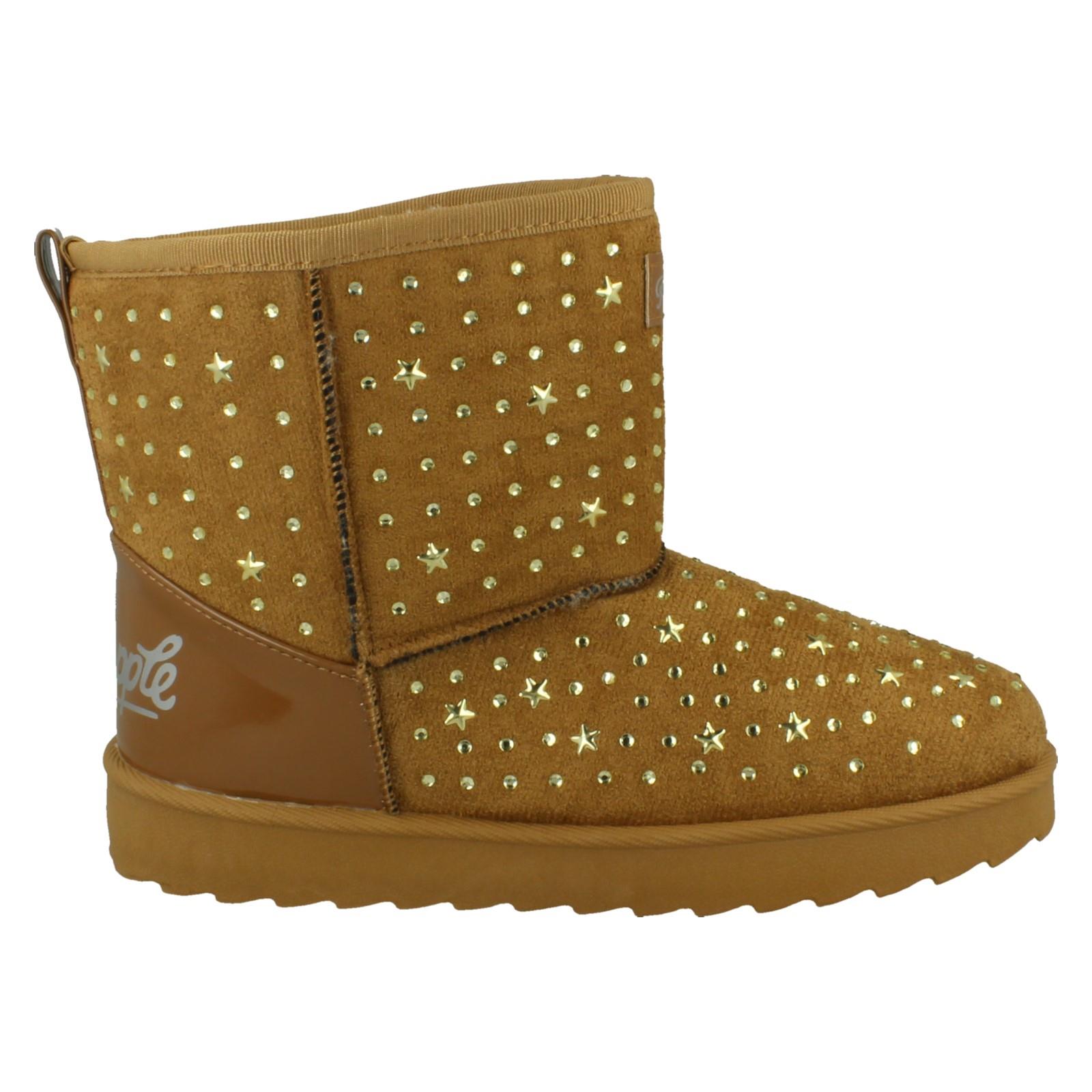 Girls Pineapple Casual Warmlined Comfy Boots With Star Stud Detailing H4R200 - Picture 16 of 19