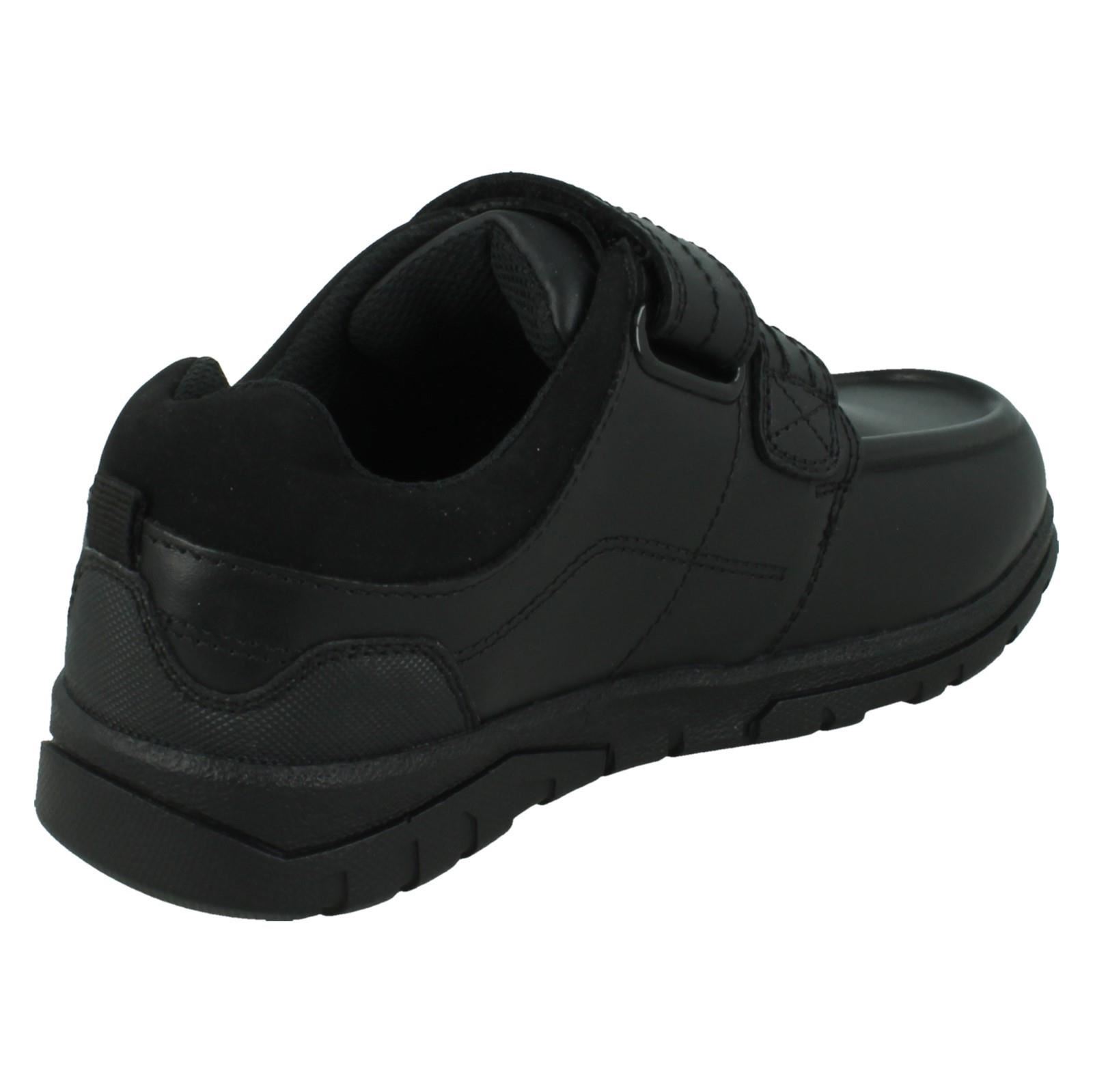 Boys Double Strap Black Leather School Shoes N1R153 - Picture 6 of 10