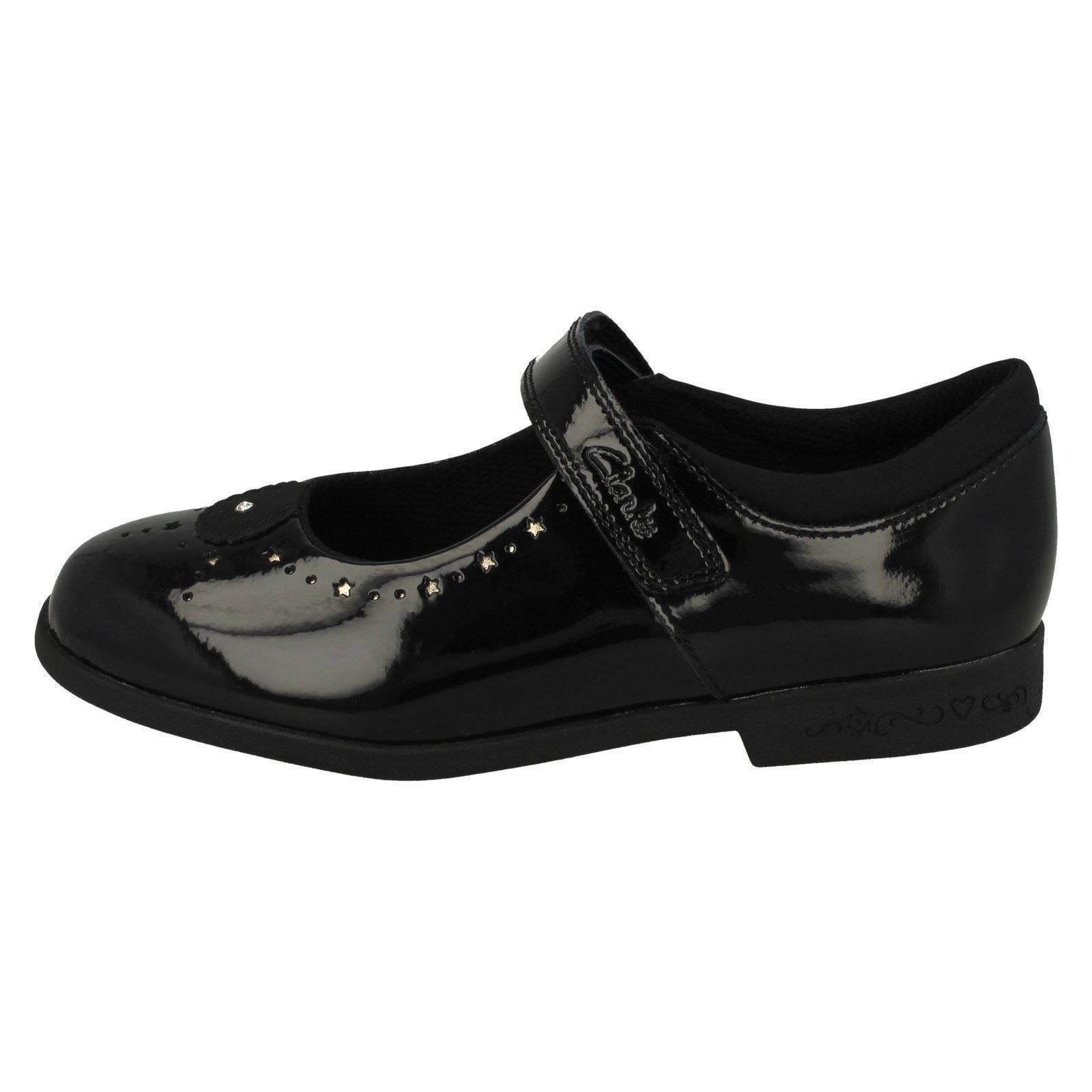 Girls Clarks Leather Patent School Shoes Strap Stars Mary Jane Magic Step Bar - Picture 12 of 19