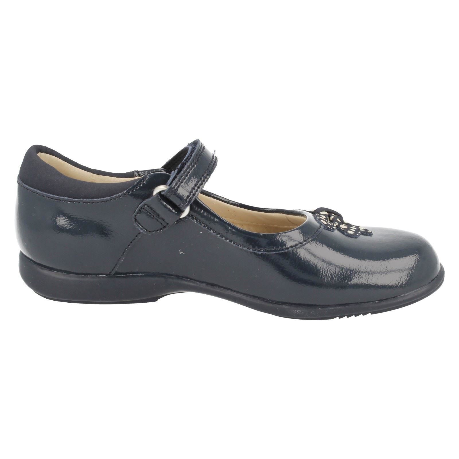 Clarks Girls Trixi Wish Inf Metallic Leather Smart Shoes With Flashing Lights