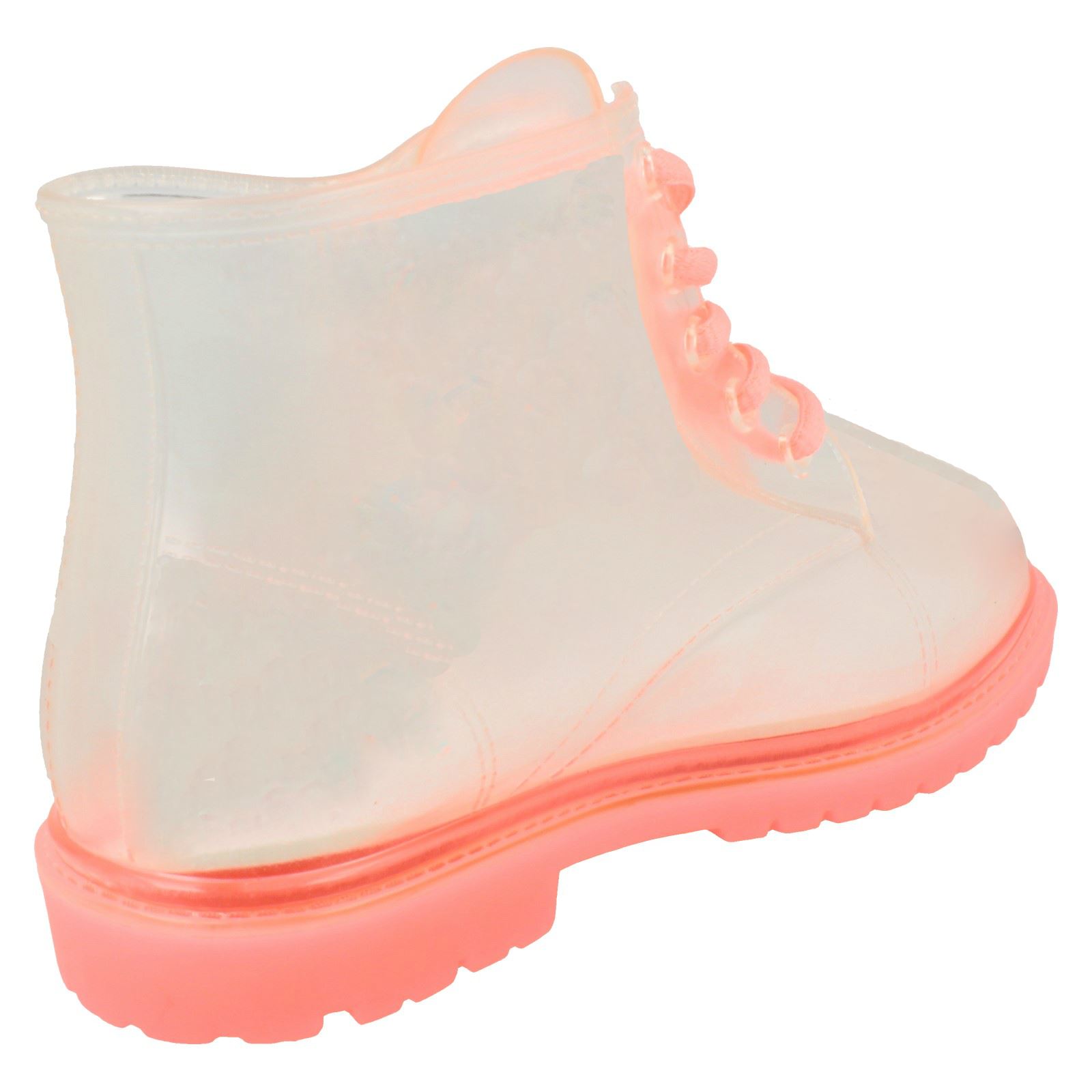 Girls Spot On Lace Up Jelly Look Wellington Boot - Picture 5 of 46