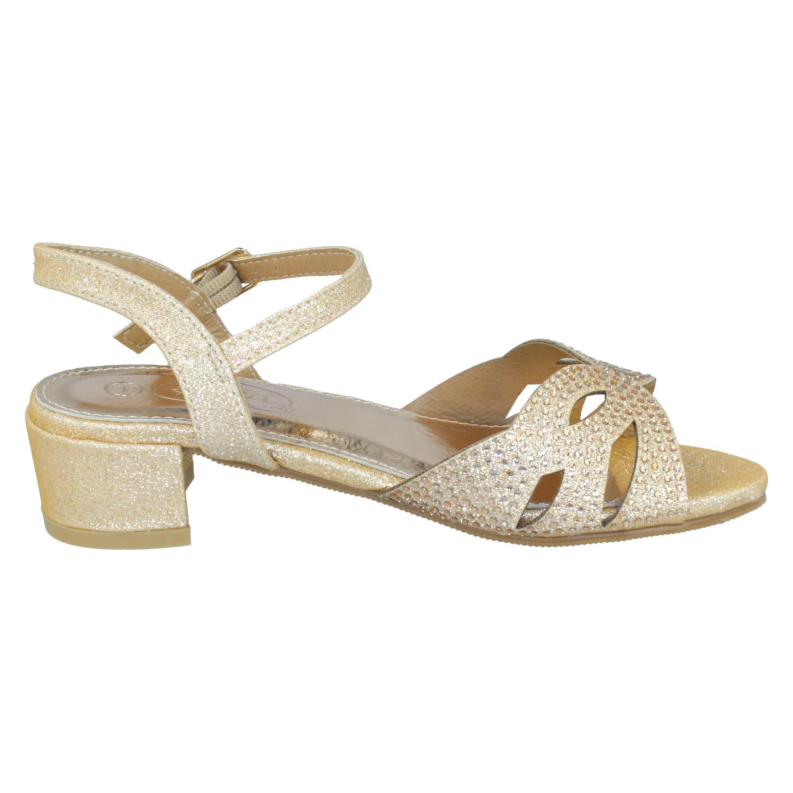 Girls Spot On Mid Heel Glitter Sandals - Picture 7 of 19
