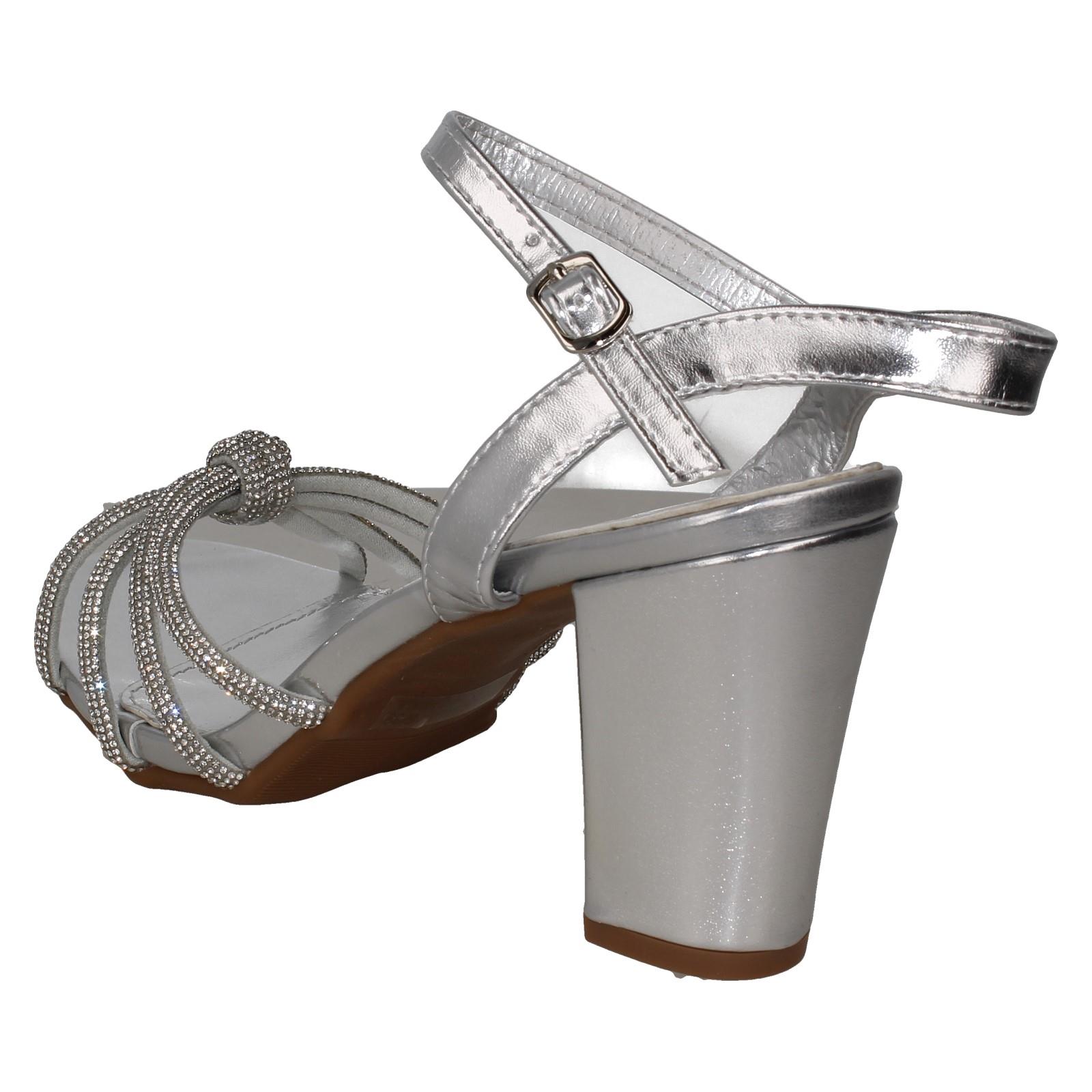 Ladies Anne Michelle High Block Heel Diamante Knot Sandals F12051 - Picture 26 of 28