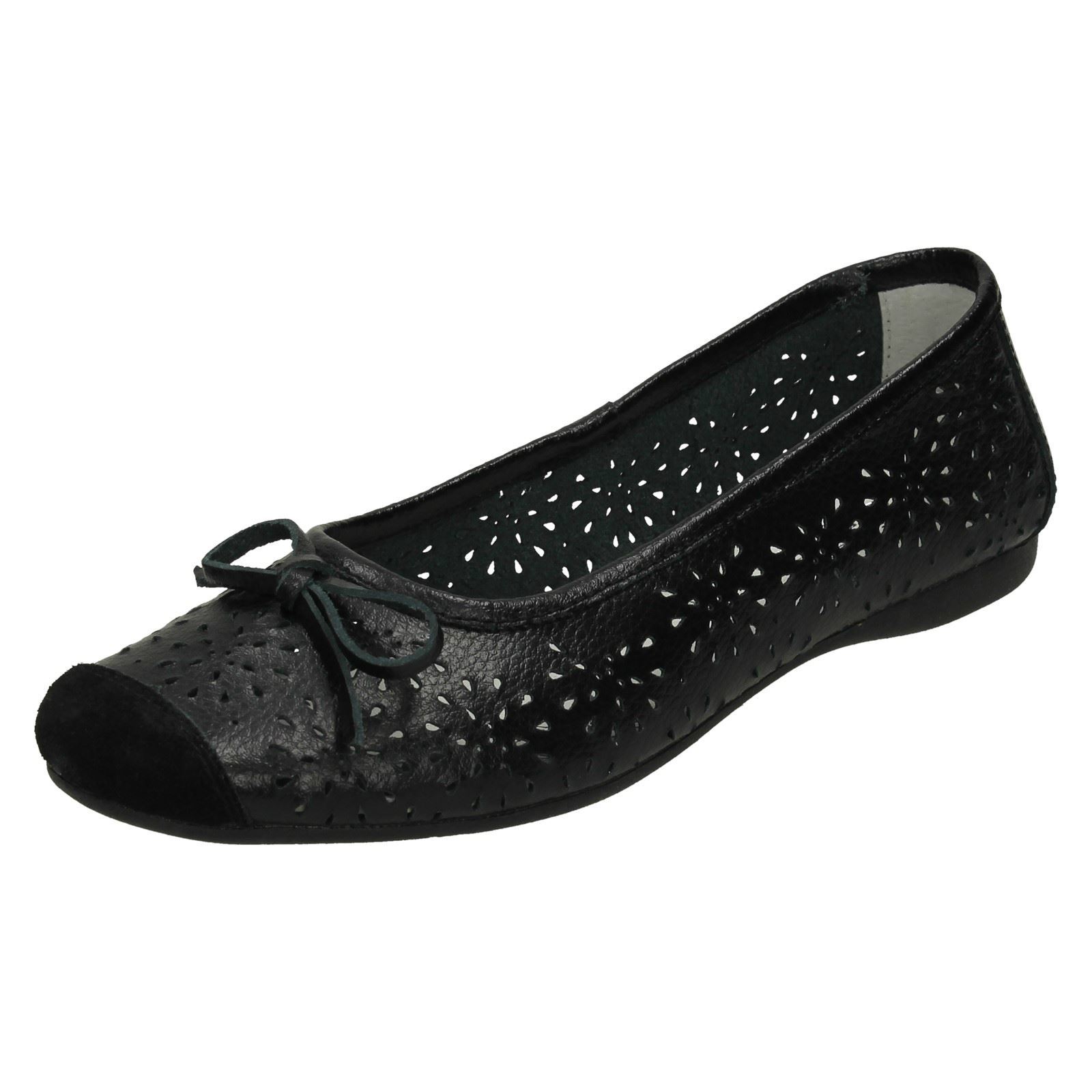 Ballerines Femme Spot On F8006 - Cuir - Nœud Papillon - Confort Quotidien