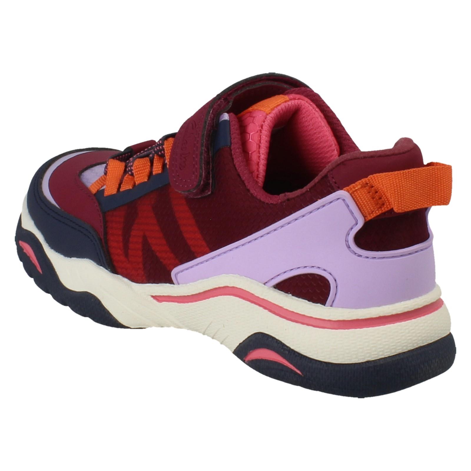 Kids Clarks Vegan Colour-Pop Machine Washable Sports Trainers *Feather Track* - Picture 4 of 37