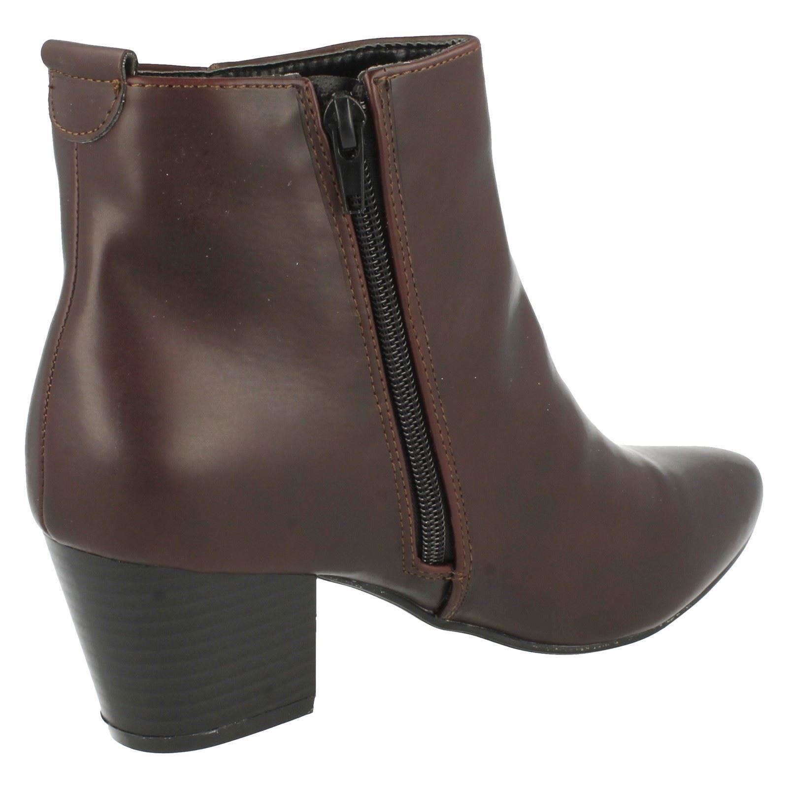 Ladies Spot On Plain Heeled *Ankle Boots* - Picture 22 of 28