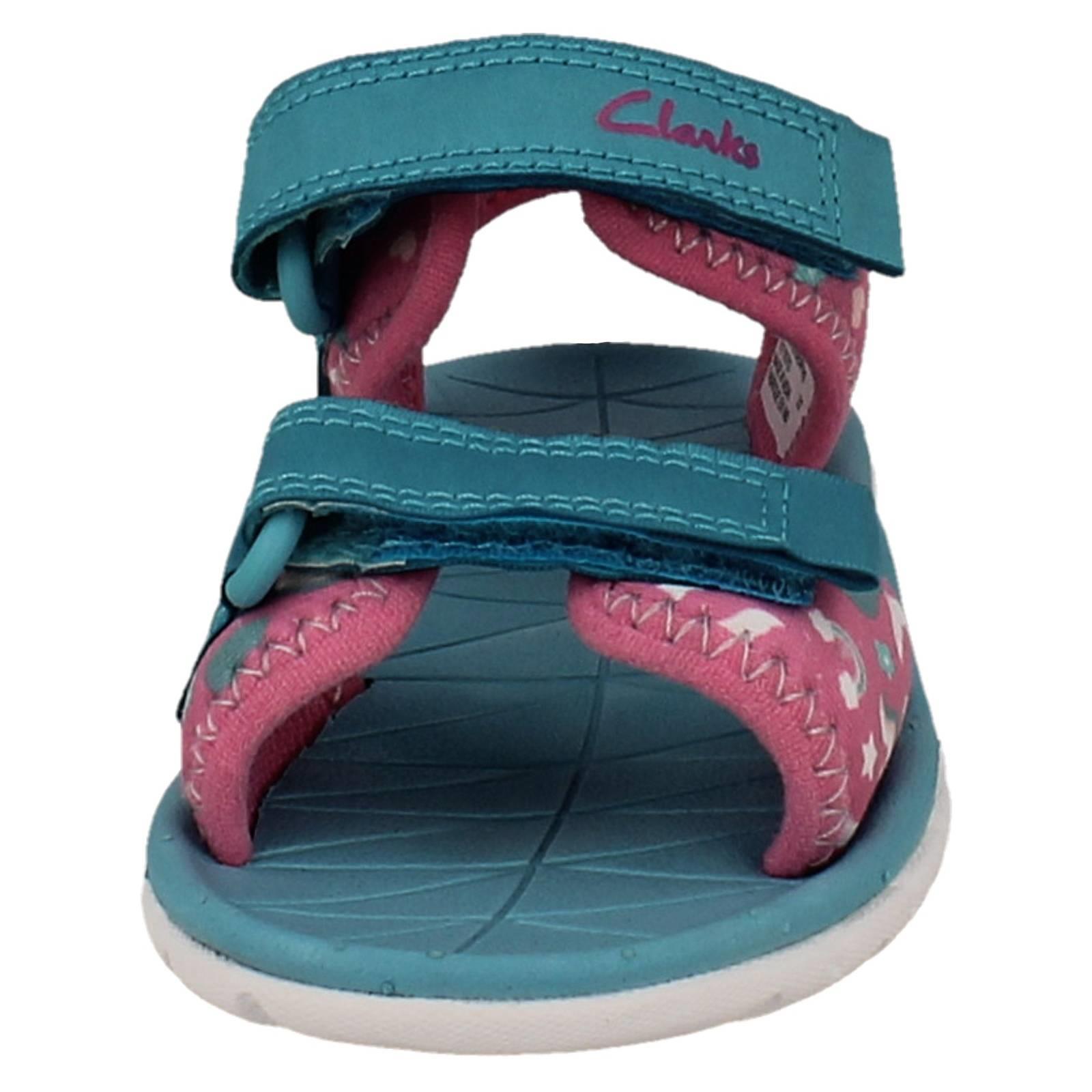 Kids Clarks Pattern Detailed Adjustable Sandals Surfing Tide T - Picture 18 of 37