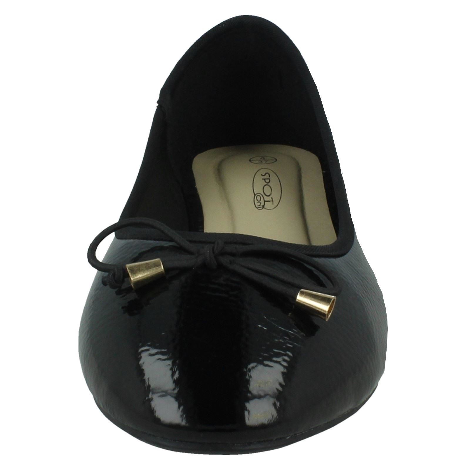 Ladies Spot On Bow Trim Ballerina Shoes - Picture 6 of 37
