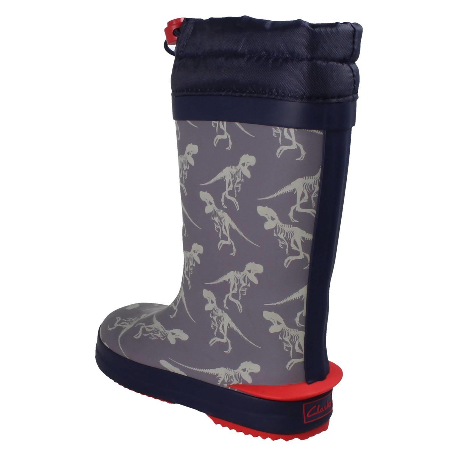 Childrens Clarks Creature Detailed Toggle Top Wellington Boots 'Tarri Race' - Picture 31 of 54