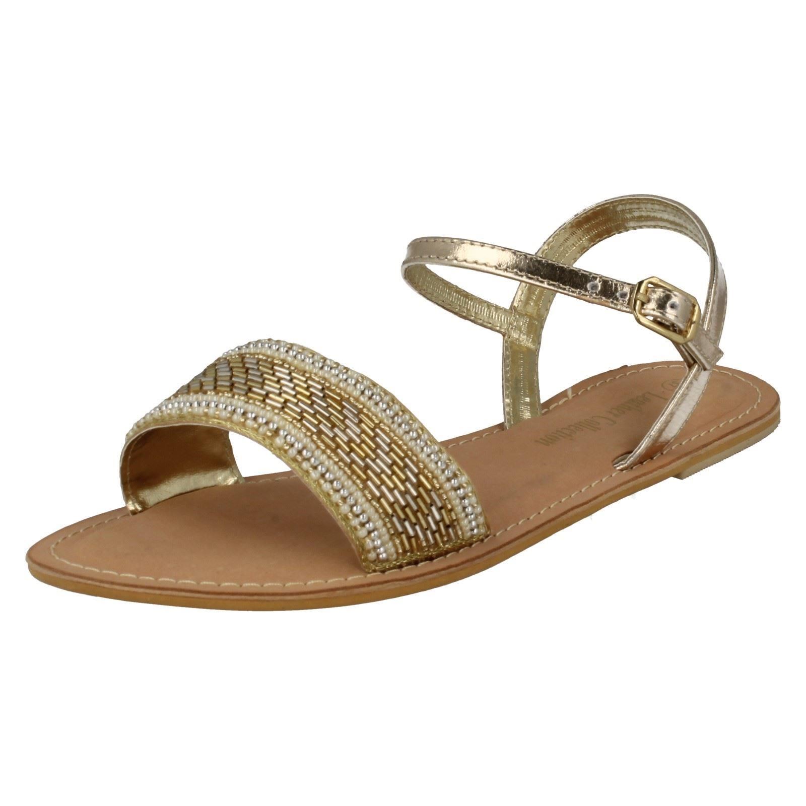 Ladies Spot On Leather Collection Beaded Sandals *F0R896* - Picture 2 of 19