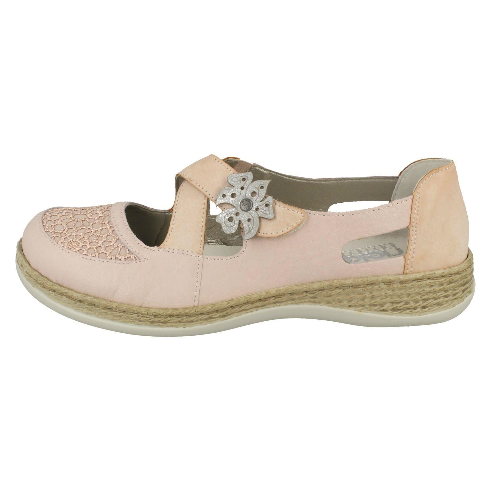 Freizeitschuhe 464h0 Damen Strap Cross Rosa Pink Rieker qxftvf8