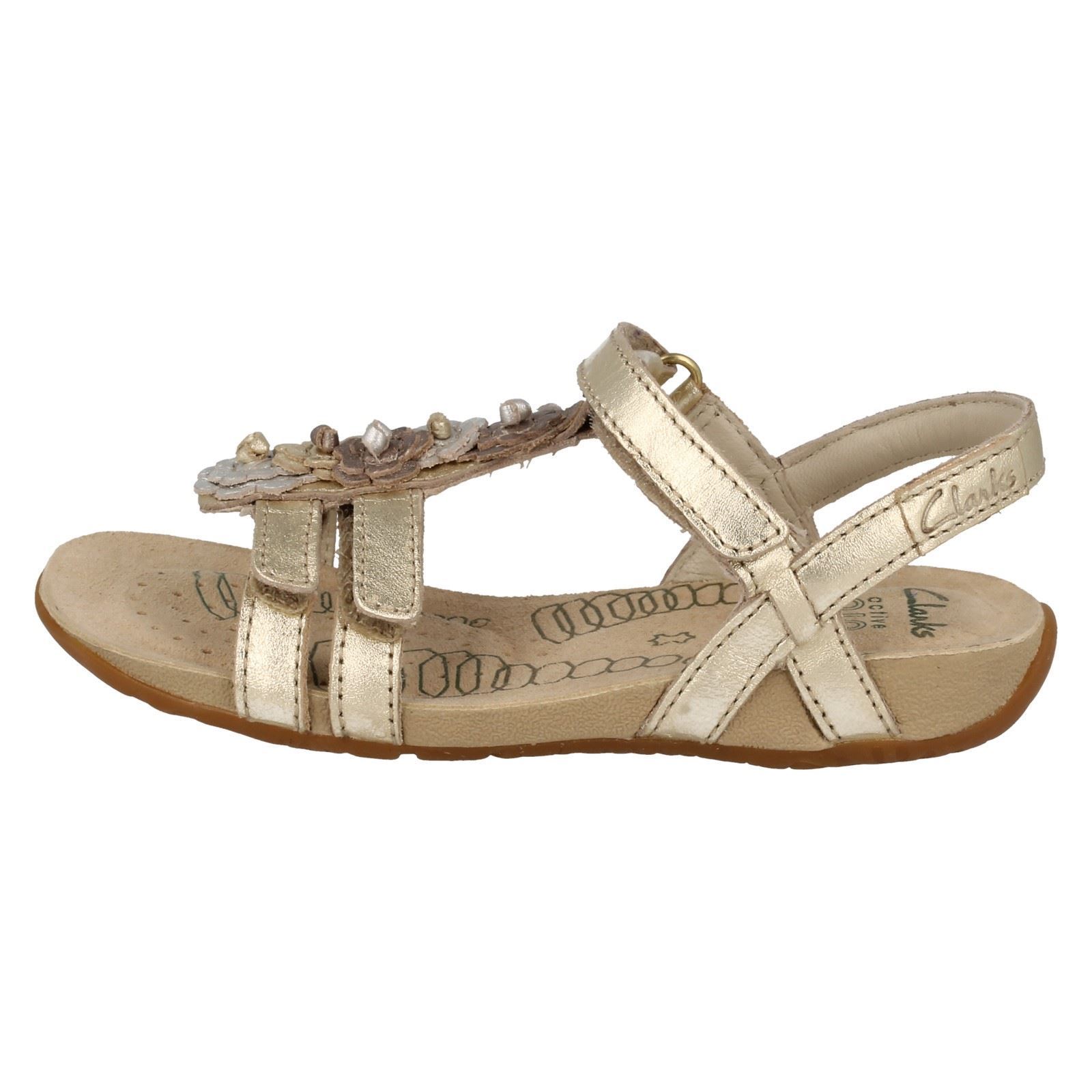 Sandalias Clarks para doradas niñas Fleur metálicas Rio qPw0drzq