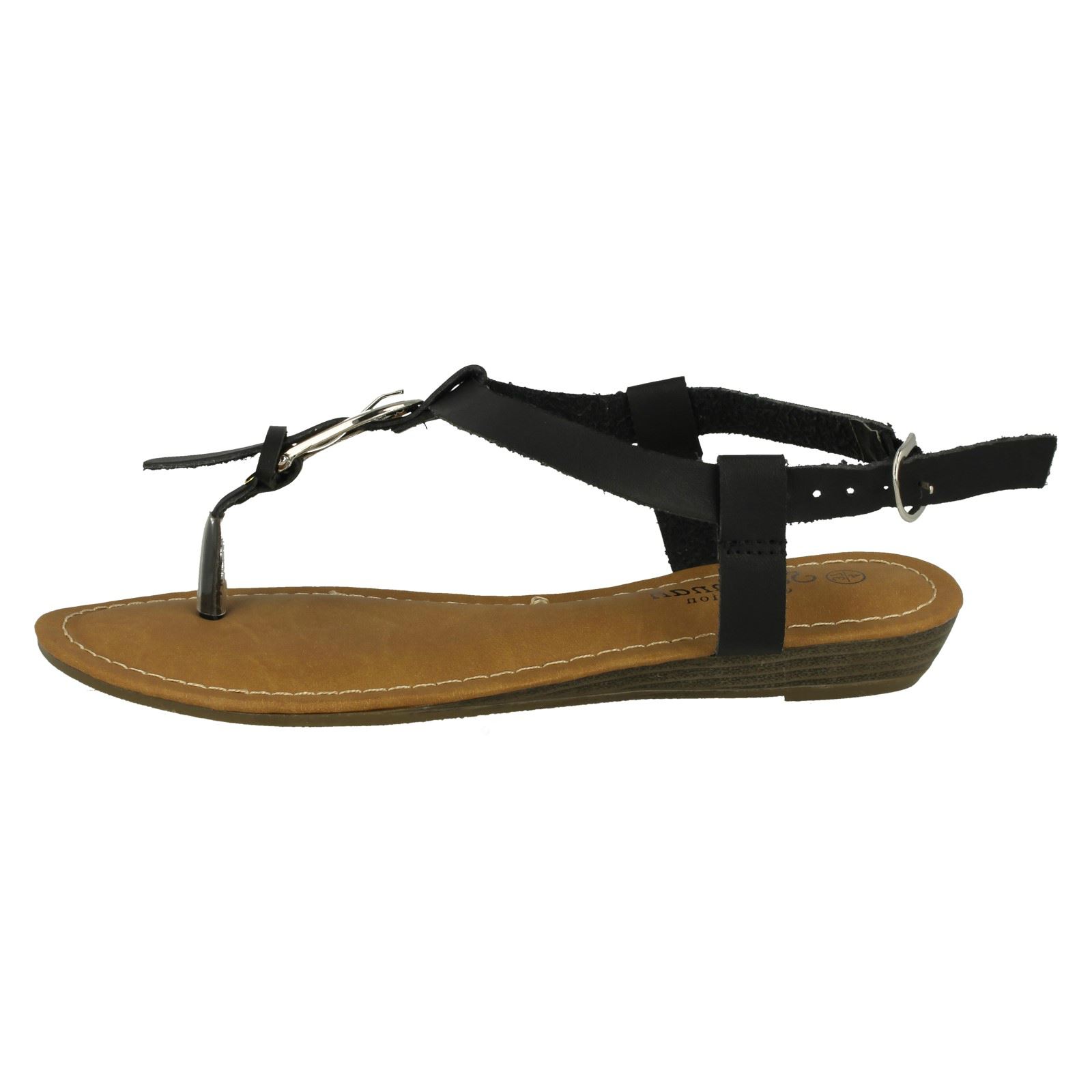 Ladies Savannah Wedge Toe Post 'Sandals' - Picture 3 of 28