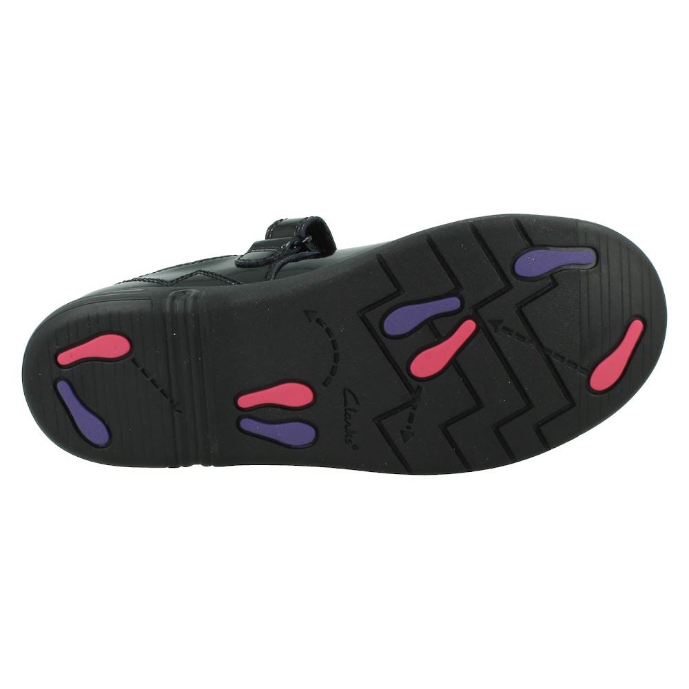 Niñas Clarks Cuero/Patente Estilo Mary Jane Zapatos Escolares "Jazzy Jig K" - Imagen 19 de 19