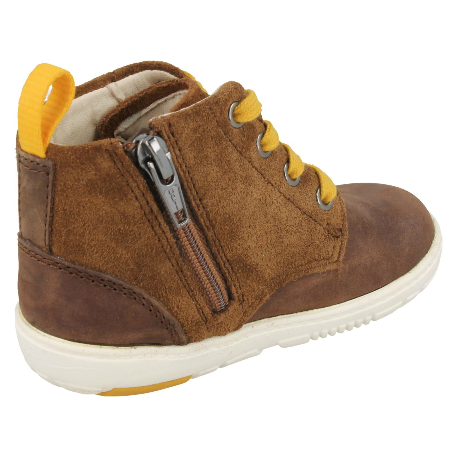 Boys Clarks Maxi Hehe Fst Brown Or Navy Leather Lace Up Ankle Boots F /& G Widths