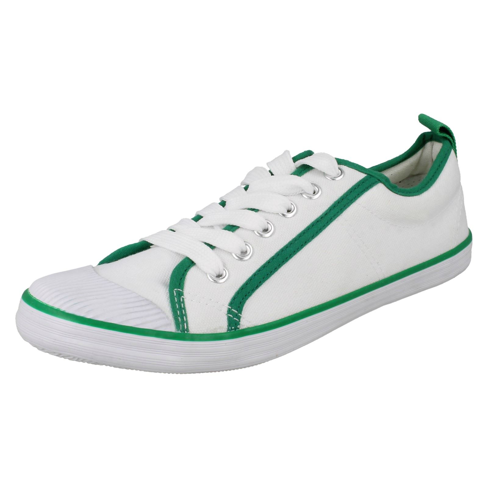 Spot On Girls Flat Lace Up Canvas Pumps