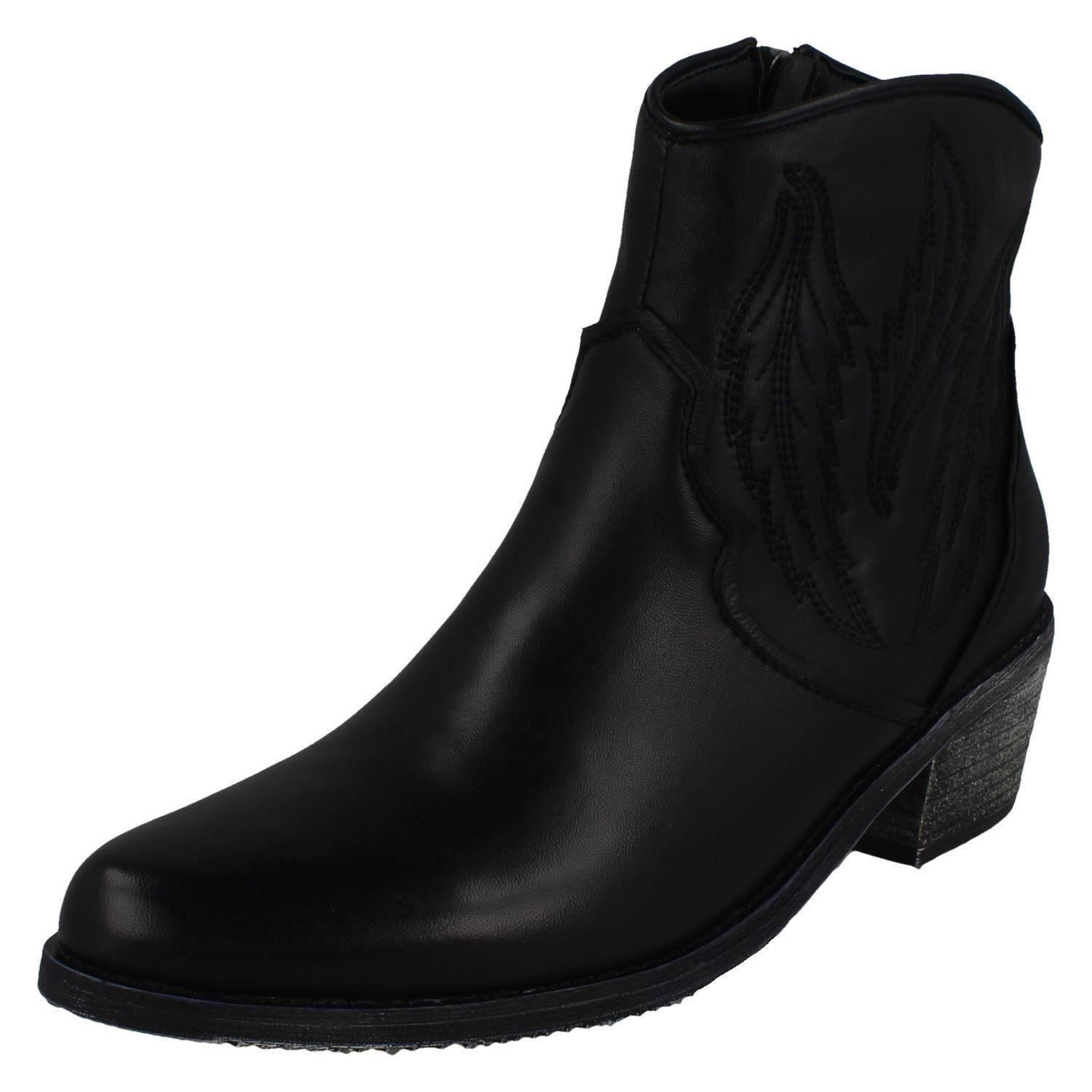 Damen Leather Collection Reißverschluss Cowboy Stiefel