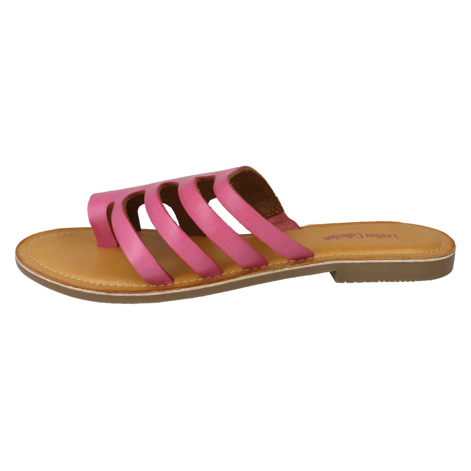 Damen Leder Kollektion Slipper Flache Riemchen Sandalen - Bild 12 von 46