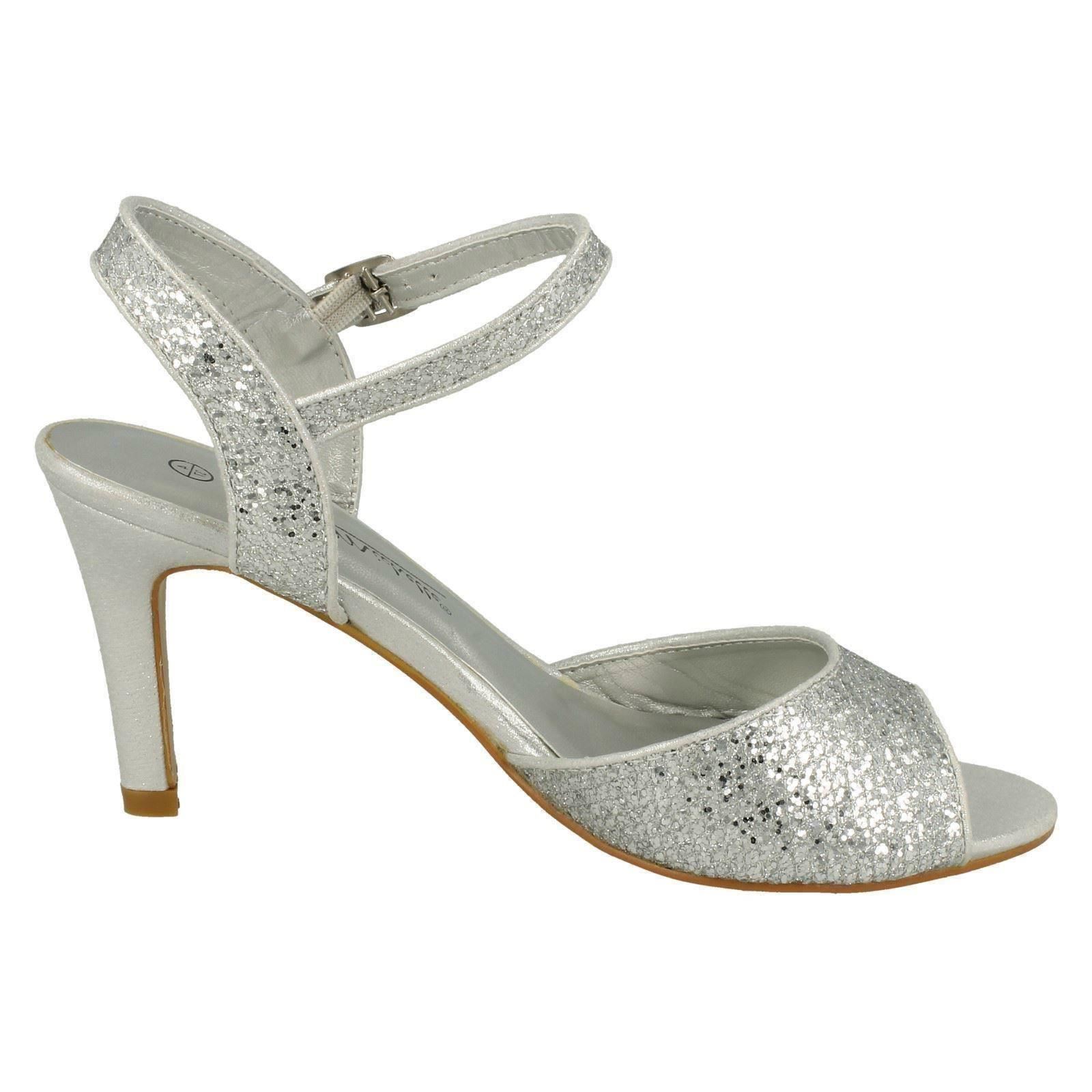 Anne Michelle Ladies Glitter Peep Toe Heels - Picture 25 of 28