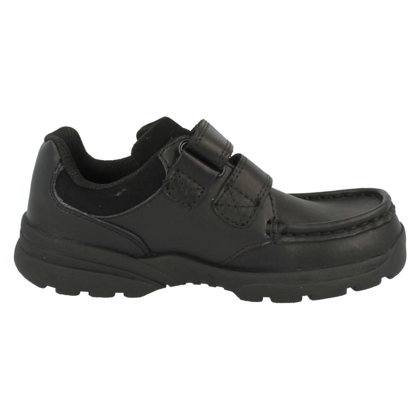 Boys Clarks Zayden Go Black Leather Double Strap Smart School Shoes