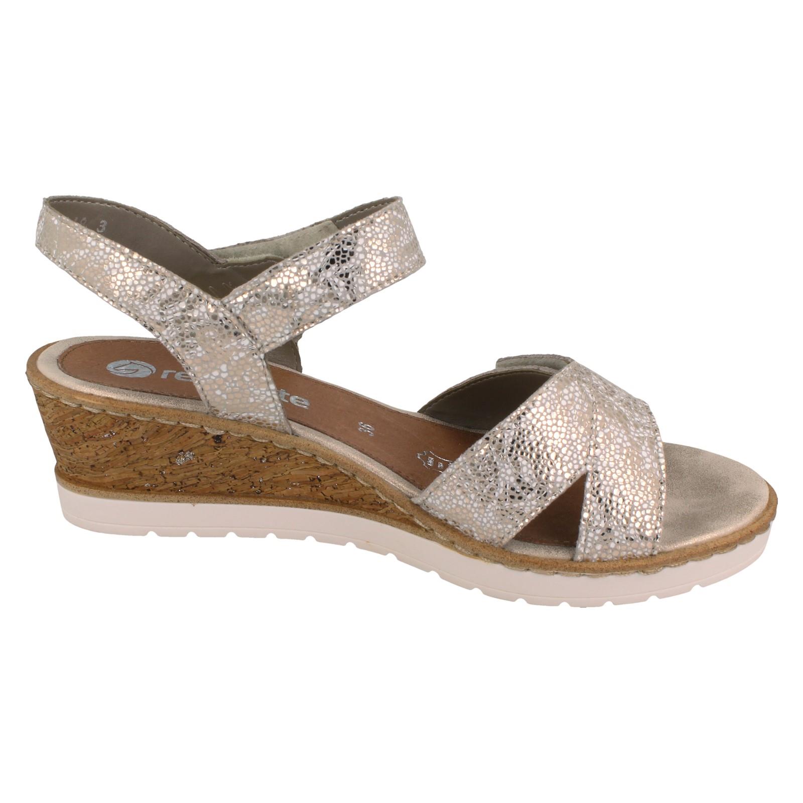 Damen Remonte Metallic Leder Riemchen Keilabsatz Sommer Sandalen "R6252" - Bild 7 von 10
