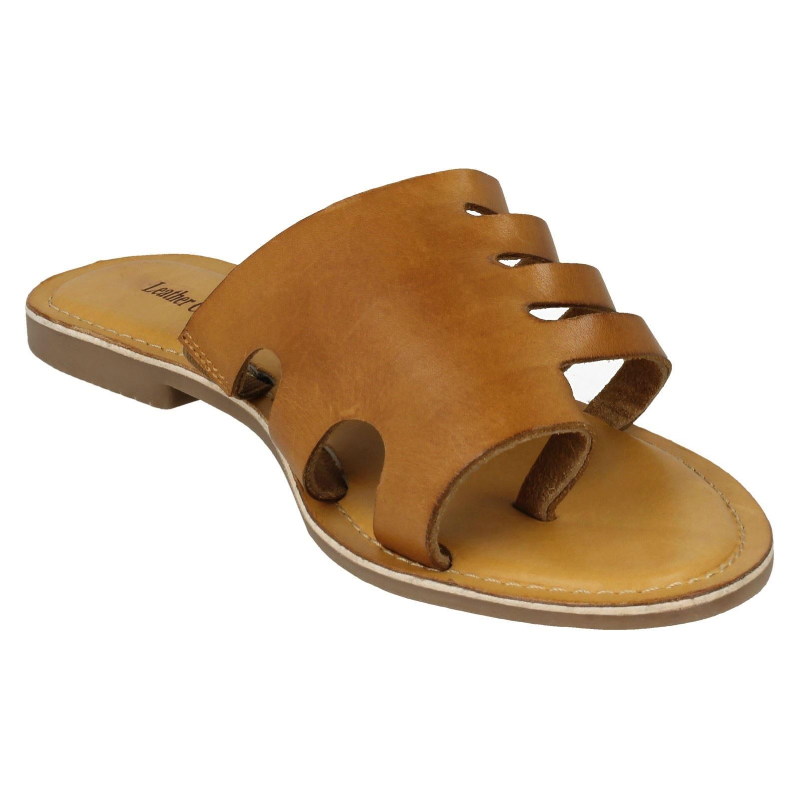 Damen Leder Kollektion Slipper Flache Riemchen Sandalen - Bild 37 von 46