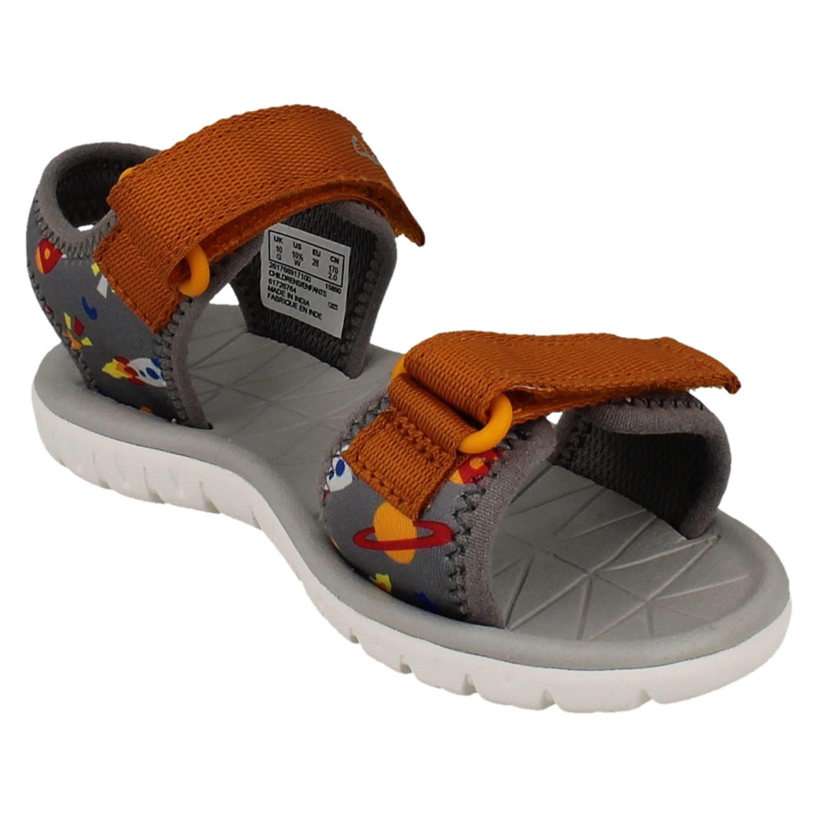 Kids Clarks Pattern Detailed Adjustable Sandals Surfing Tide T - Picture 8 of 37