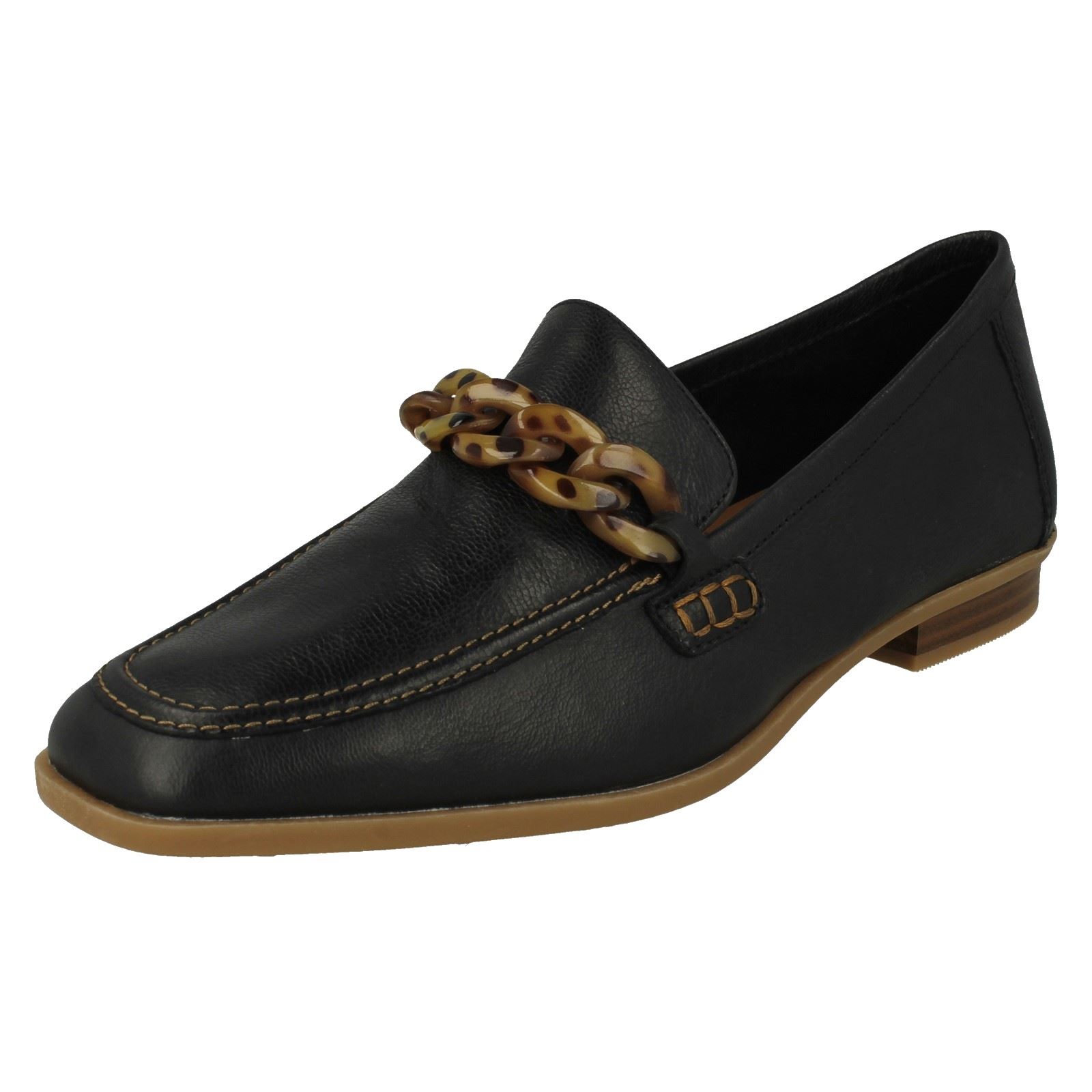 Mujer Clarks Cuero Suave Punta Cuadrada Mocasines Estilo Smart Zapatos: Sarafyna - Picture 2 of 55