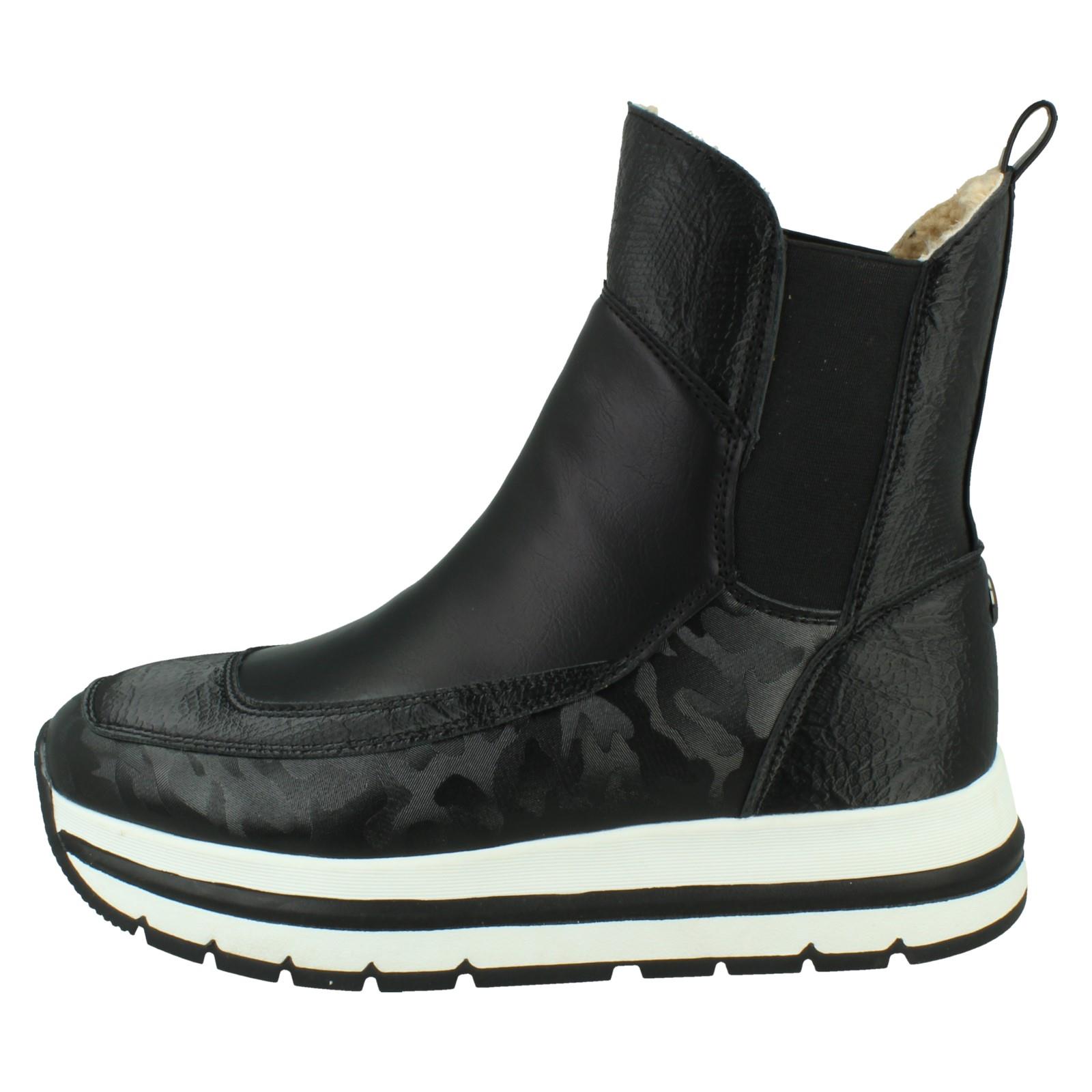 Ladies Elle Sport Casual Chunky Pull on Warmlined Ankle Boots F4R484 - Picture 3 of 10