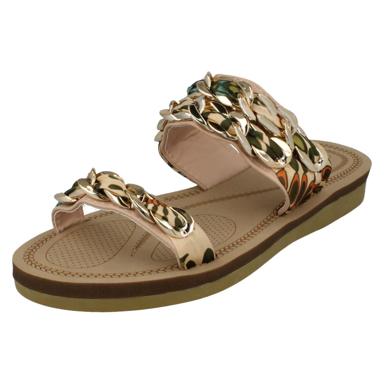 Damen Savannah flache doppelt geflochtene klobige Riemen Sandalen F0R0062 - Bild 11 von 19