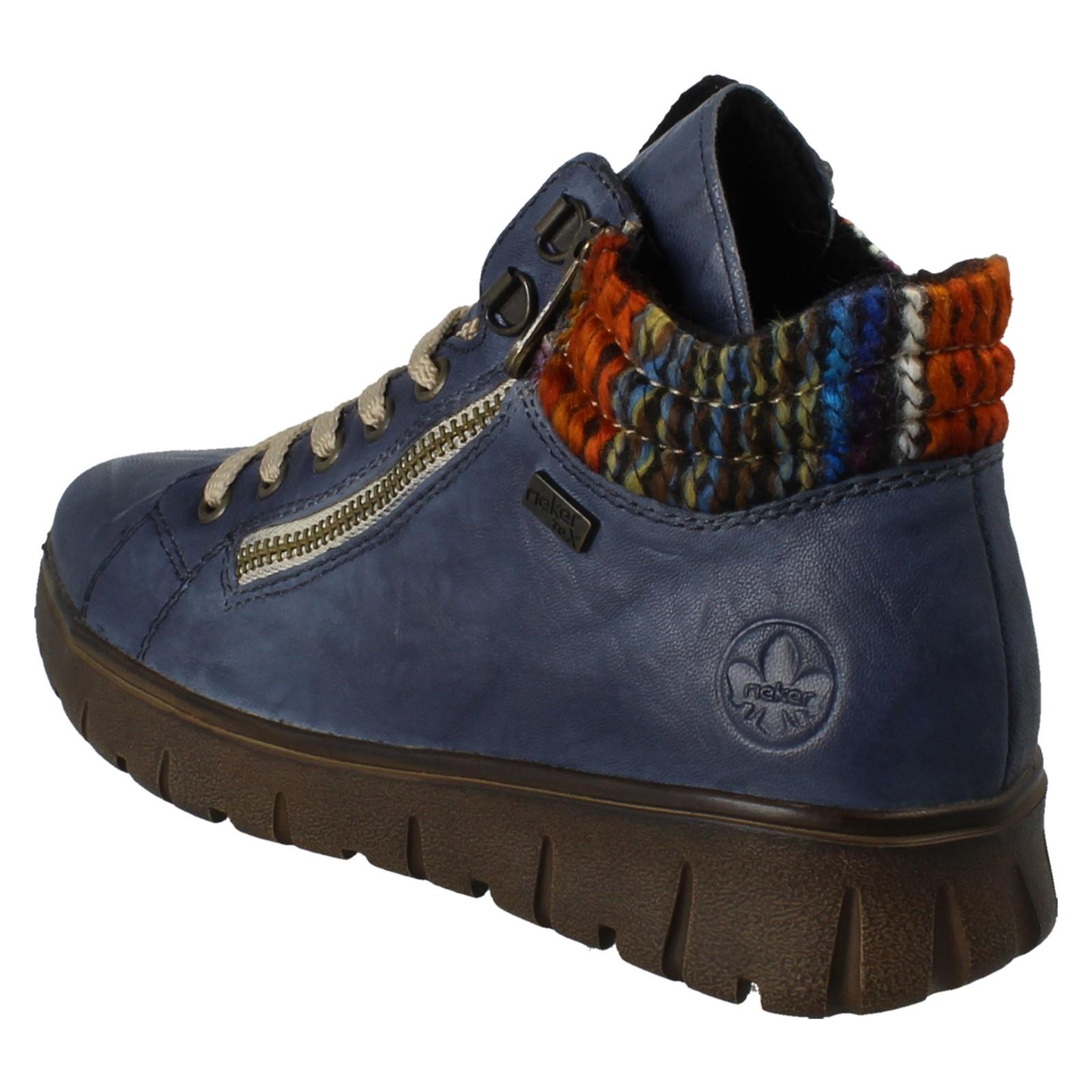 Donna Rieker Tex Pelle Largo Fit Zip Doppia Foderato Stivali Caviglia N1305 - Picture 4 of 19