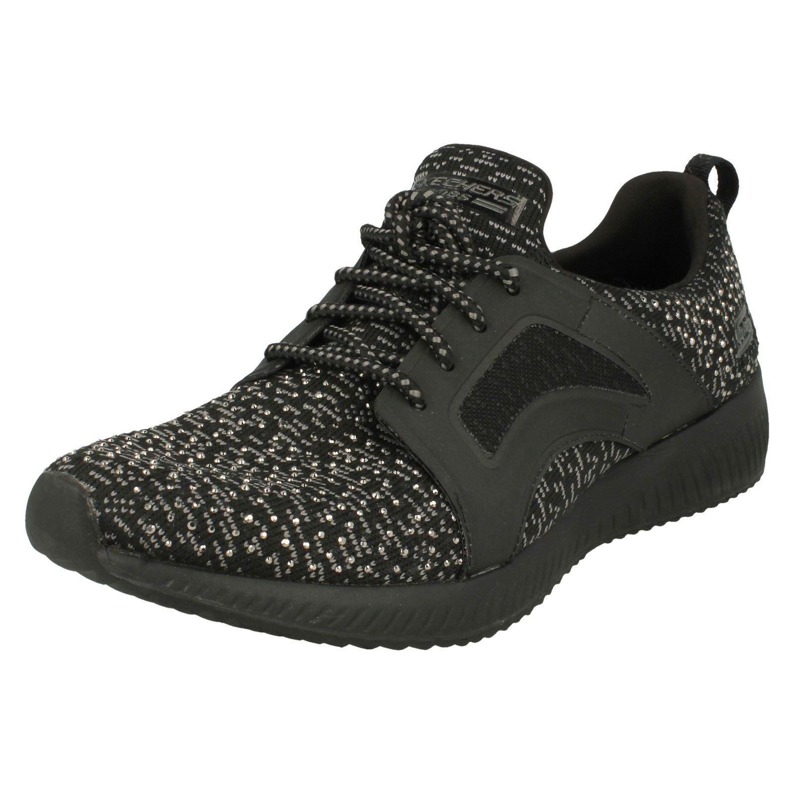 Trainers Lace Up Black Womens silver Write Skechers sky black qStTwZx
