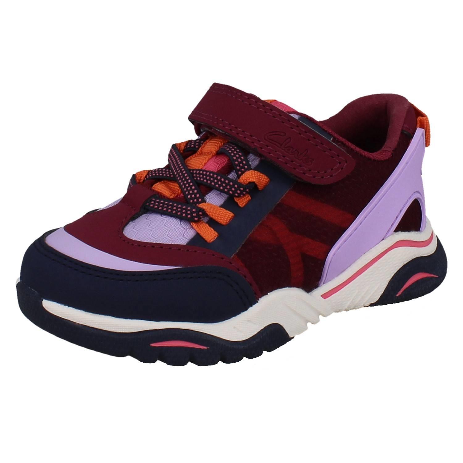 Kids Clarks Vegan Colour-Pop Machine Washable Sports Trainers *Feather Track* - Picture 11 of 37