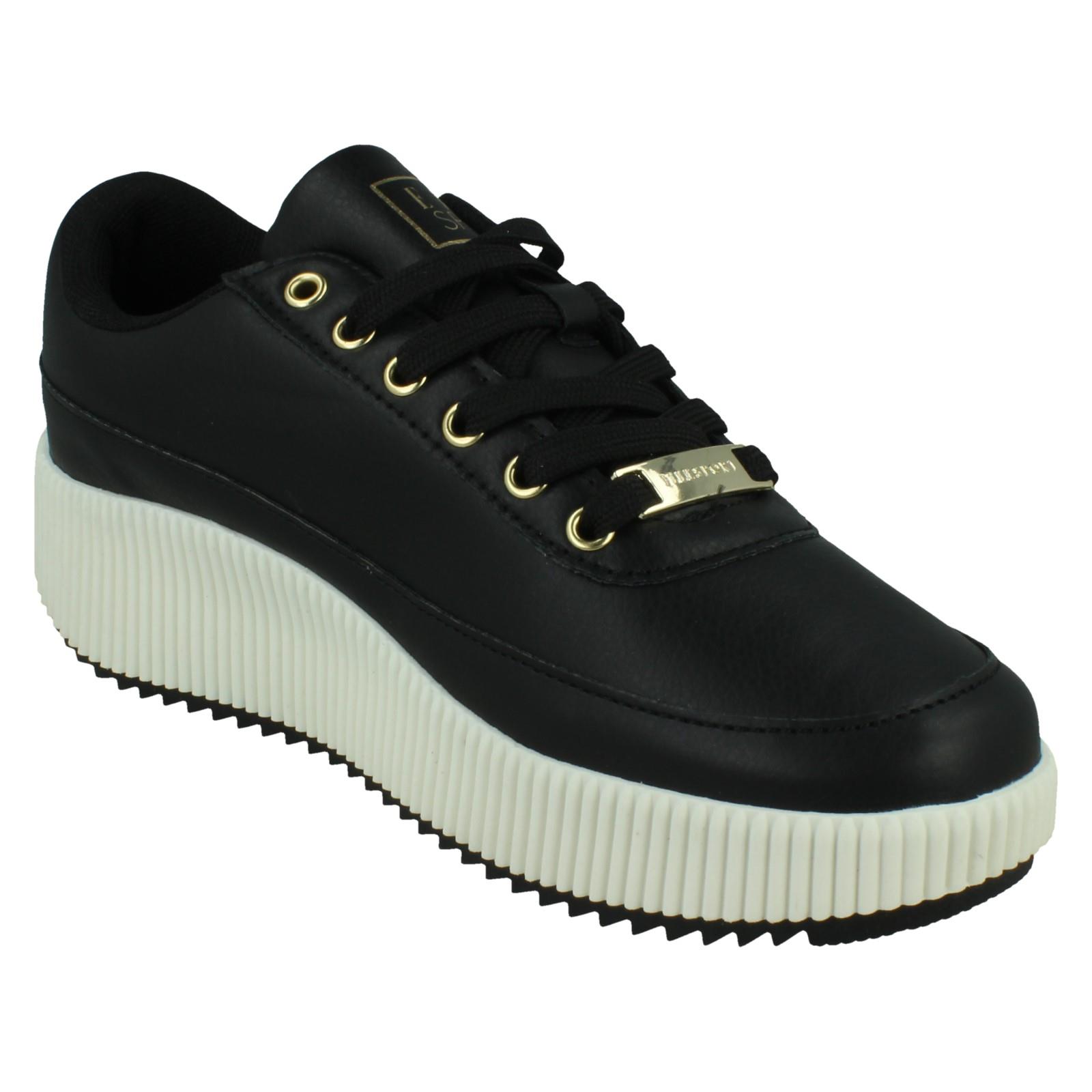 Mujer Elle Sport Cordones Blanco y Negro Informal Zapatos Zapatillas Cuña - Imagen 8 de 10