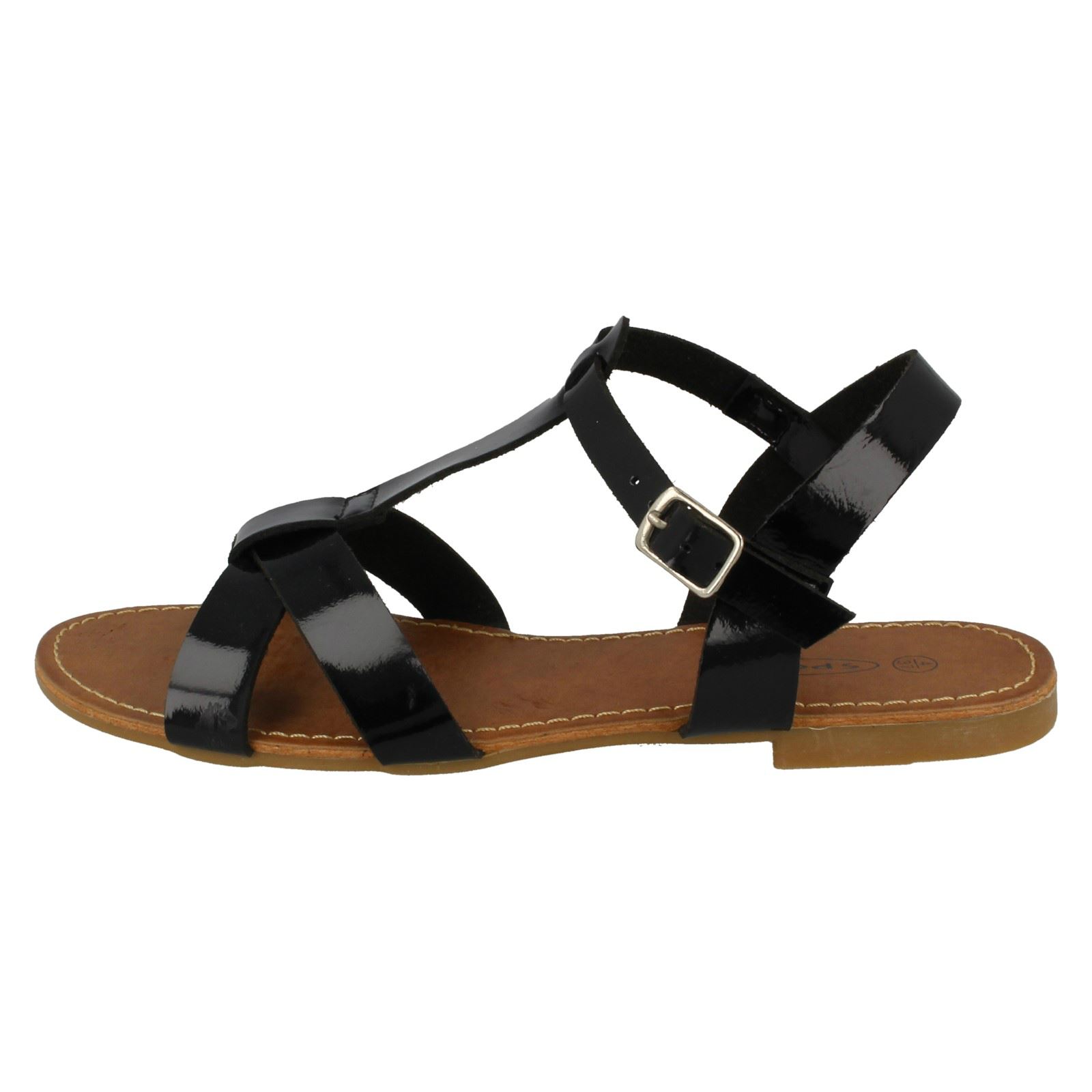 Savannah Ladies T-Bar Sandals With Ankle Strap & Buckle – Various Sizes & Widths