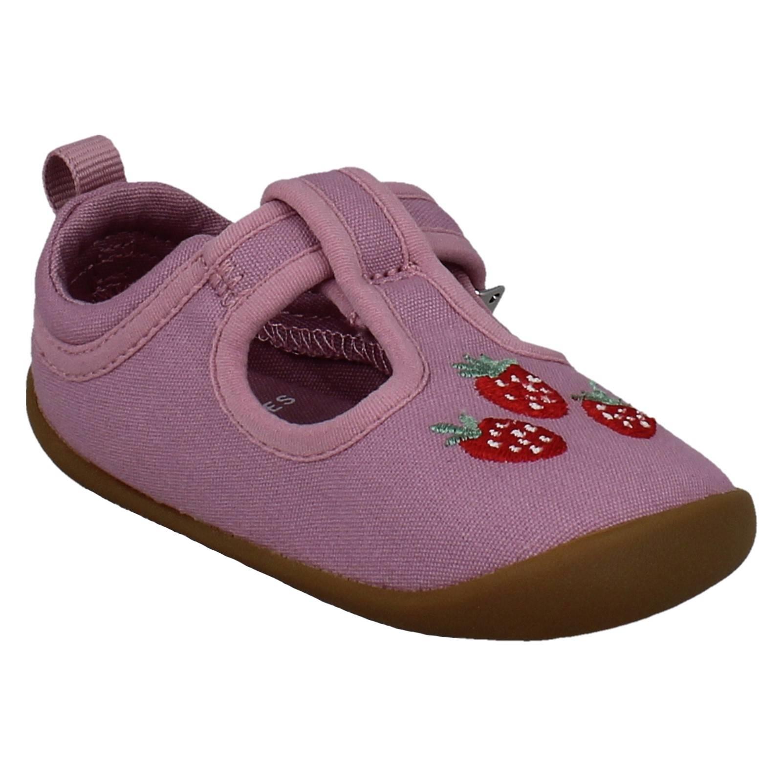 Girls Clarks Canvas Pre Walker Buckle T-Bars Machine Washable, Roamer Grow - Picture 8 of 10