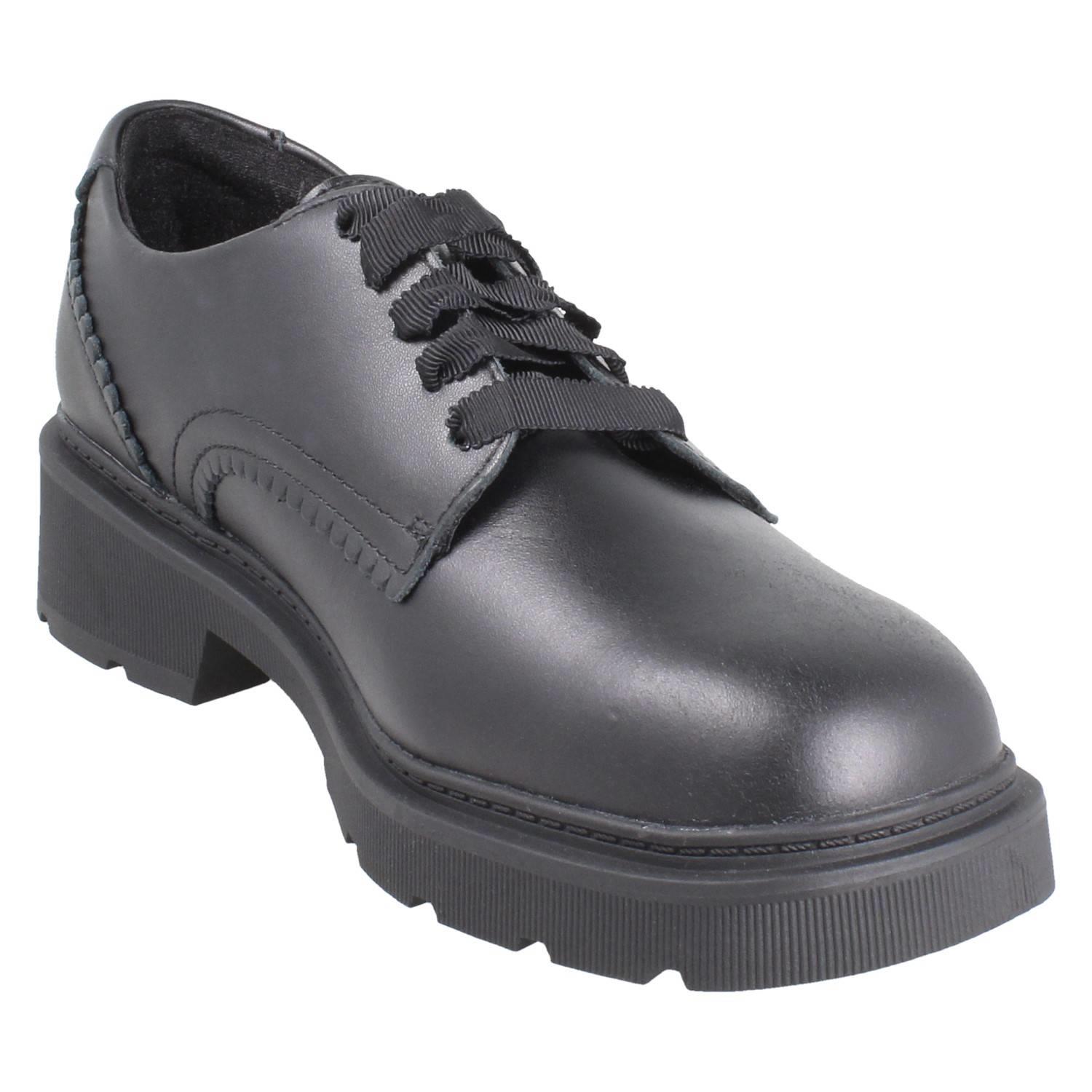 Girls Clarks Scalloped Edge Chunky Sole Leather Lace Up School Shoes *Eris Pure* - Picture 10 of 21