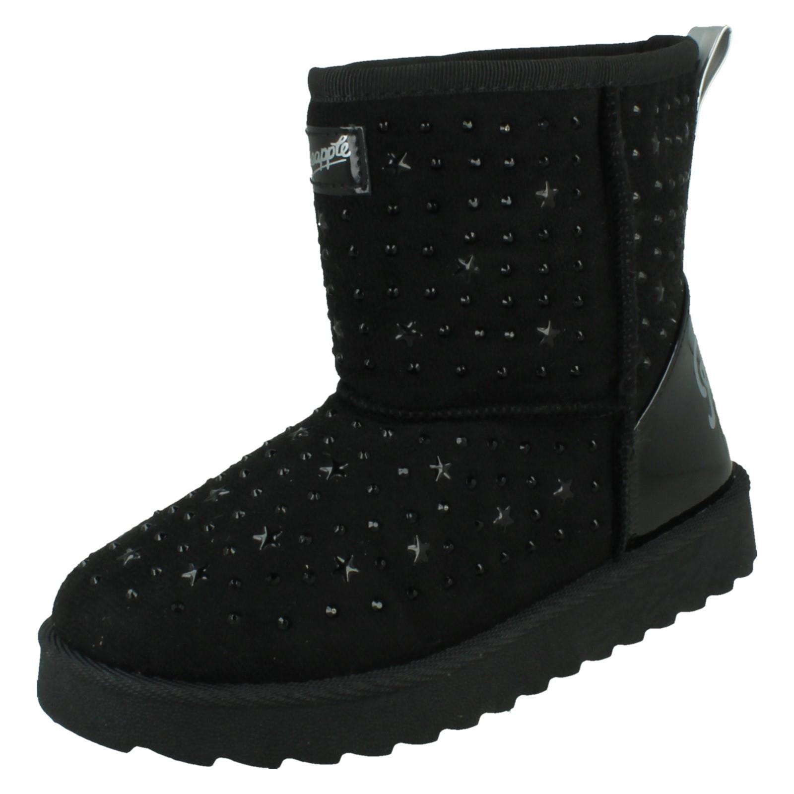 Girls Pineapple Casual Warmlined Comfy Boots With Star Stud Detailing H4R200 - Picture 2 of 19