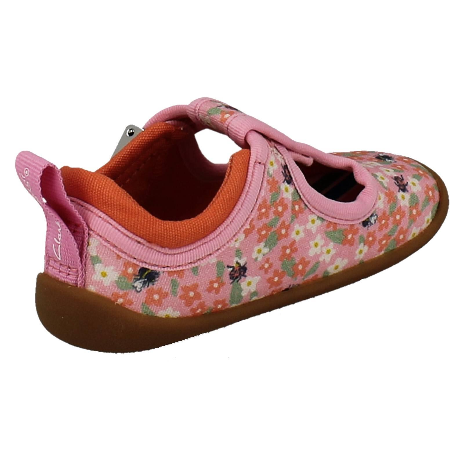 Girls Clarks Canvas T-Bar Roamer Bloom T - Picture 6 of 10