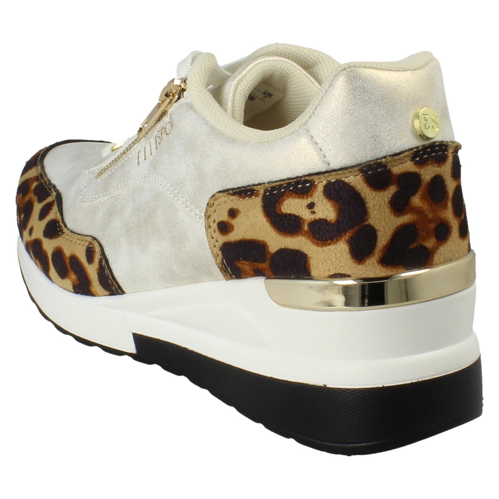 Zapatillas Casual De Cuña Con Cordones De Leopardo Para Dama Elle Sport "F7R316" - Imagen 4 de 10
