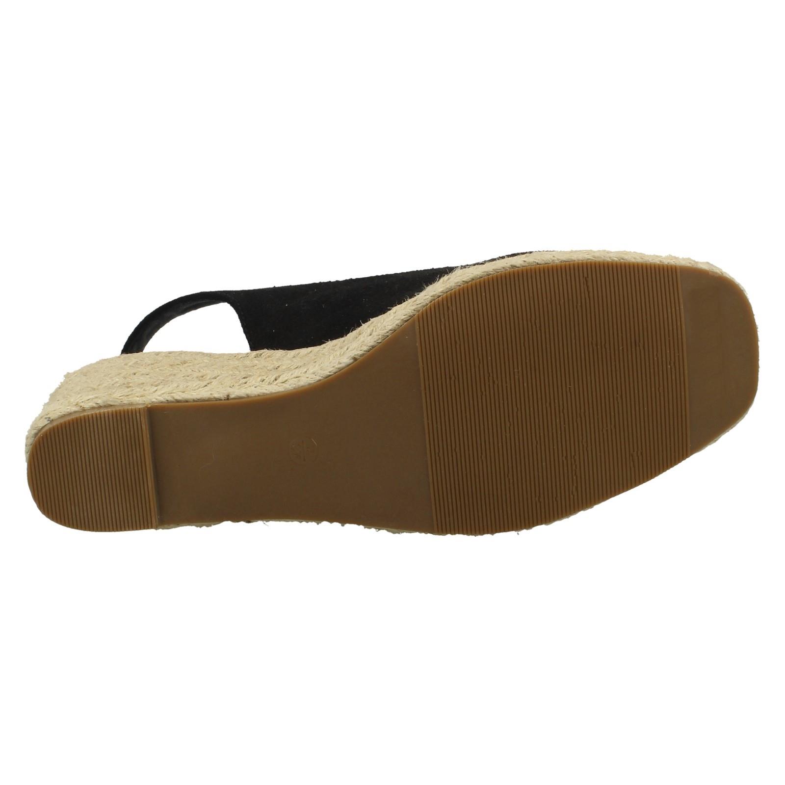 Ladies Anne Michelle Microfibre Wedge Heel Squared Toe Sandals 'F2R306' - Picture 10 of 28