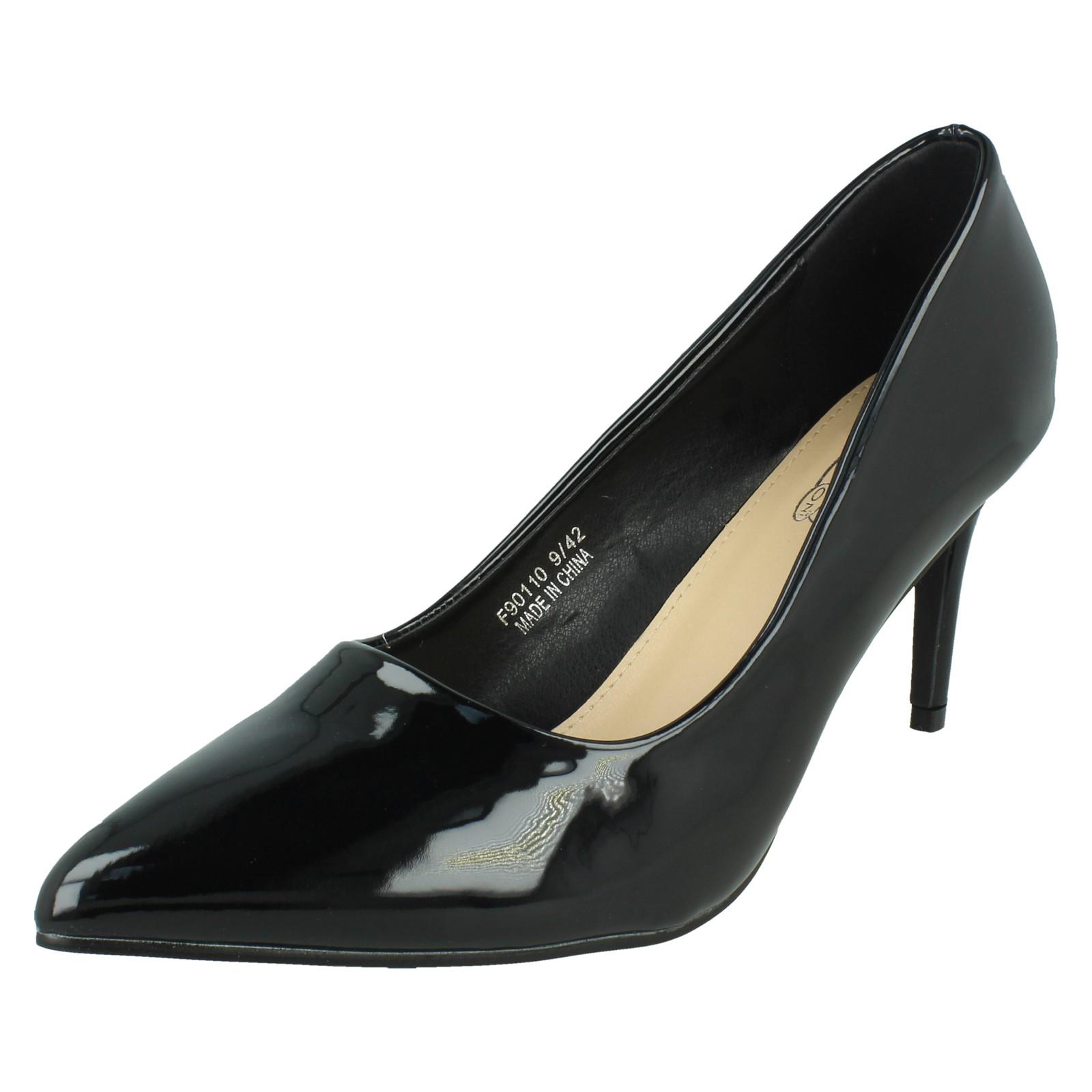 Ladies Spot On Wide Fit Court Shoes High Heels F9R0110