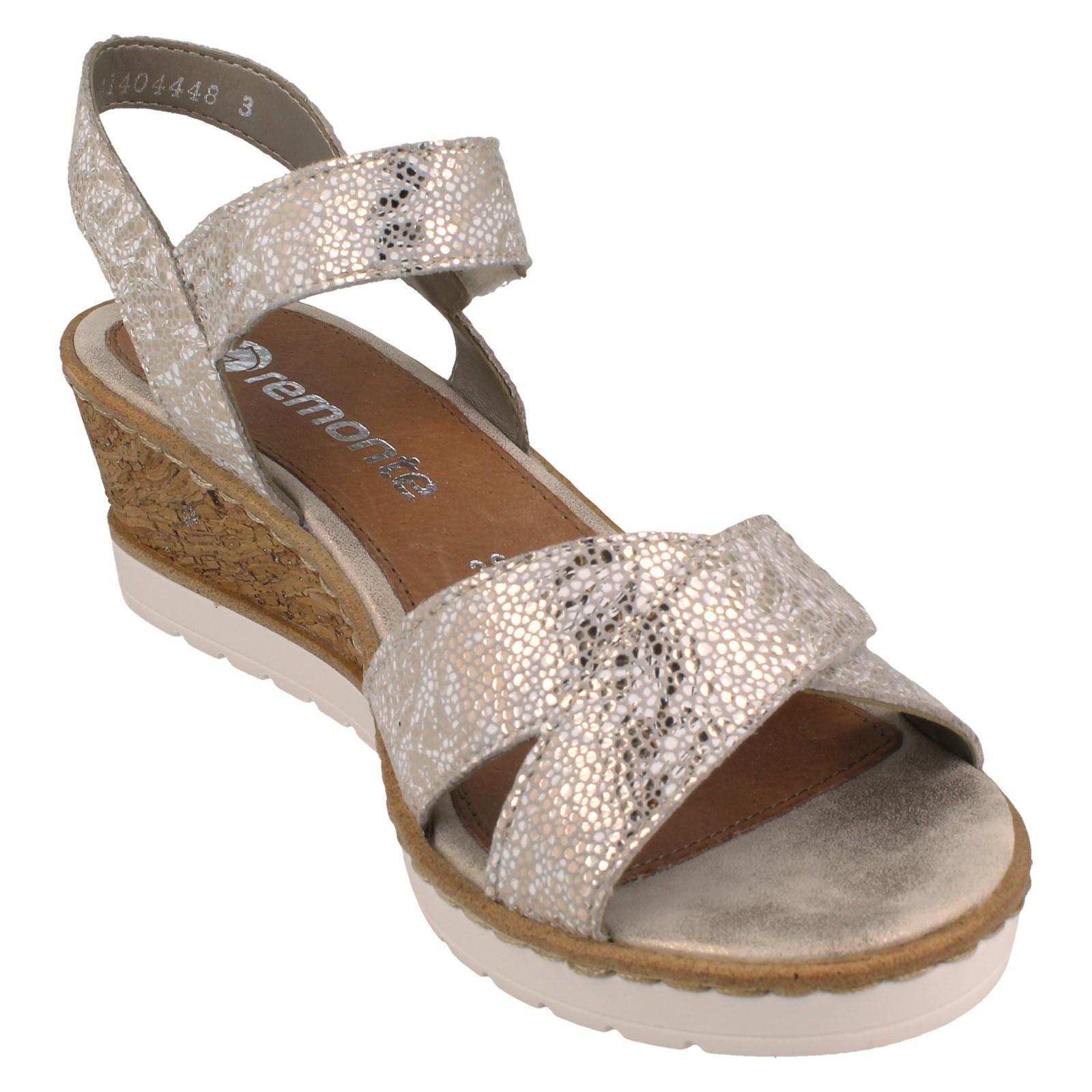 Damen Remonte Metallic Leder Riemchen Keilabsatz Sommer Sandalen "R6252" - Bild 8 von 10