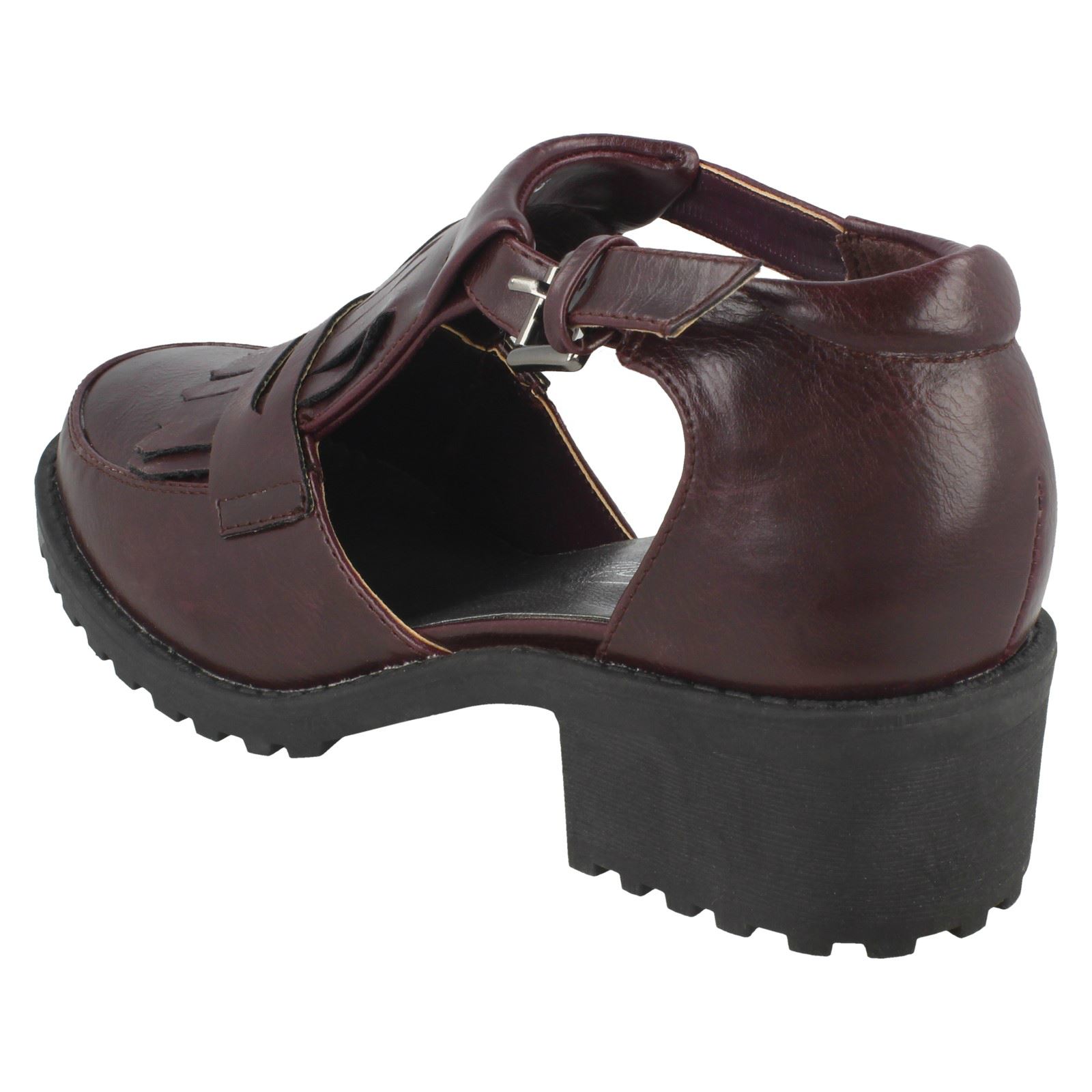 Ladies Spot On Synthetic Buckle Strap Shoes - Picture 13 of 19